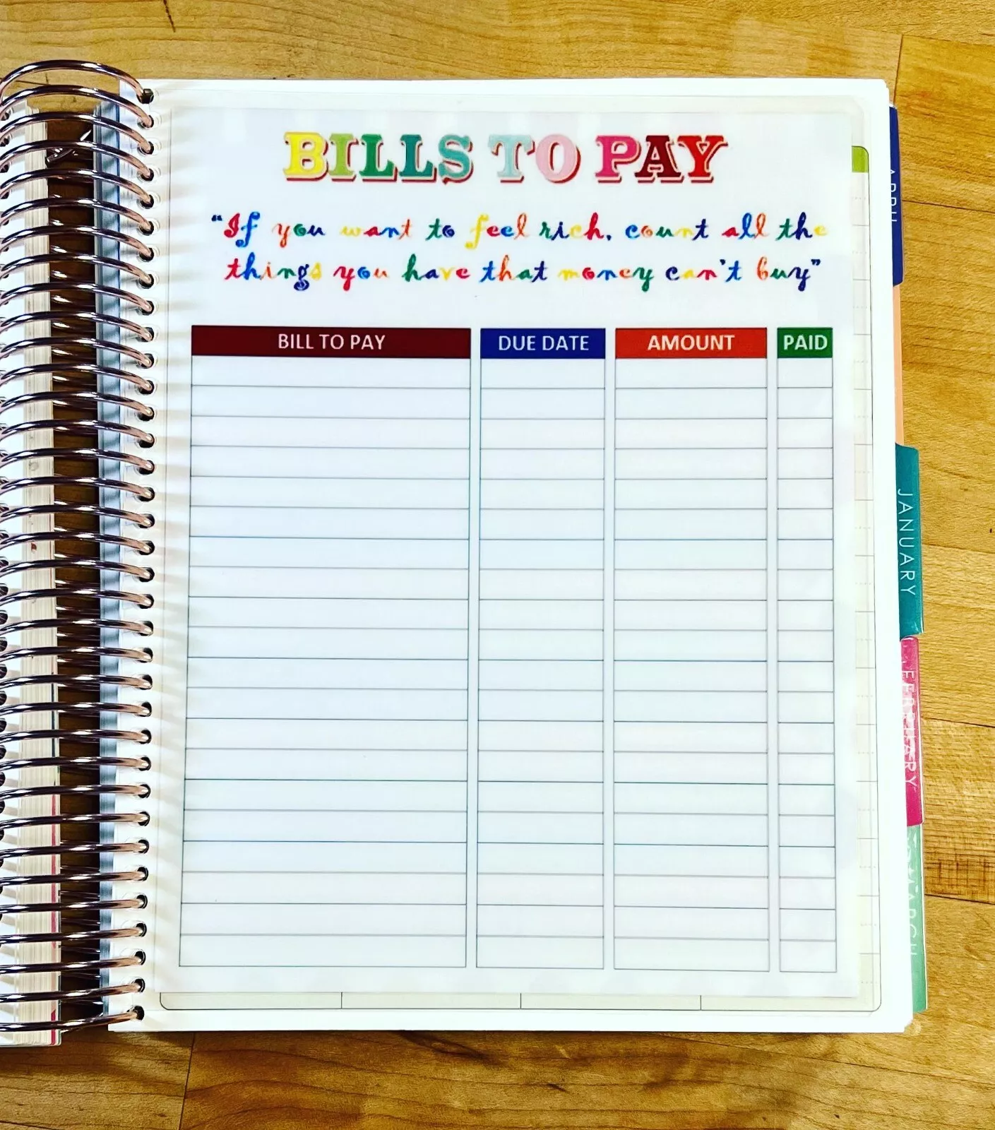 Bills to Pay Tracker