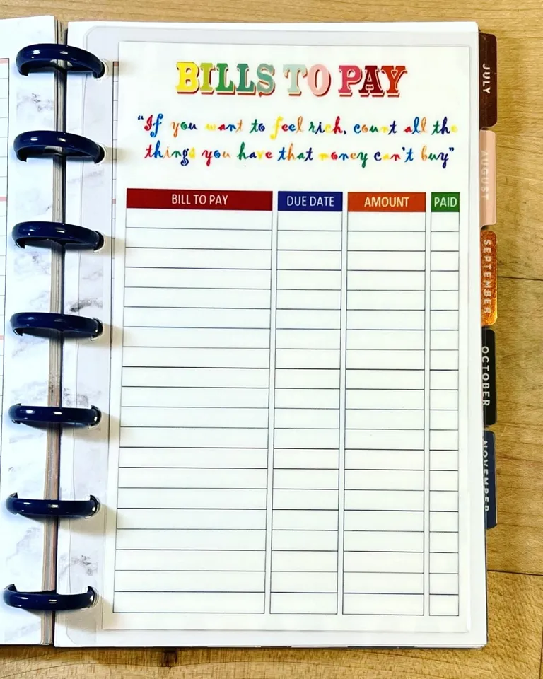 Bills to Pay Tracker