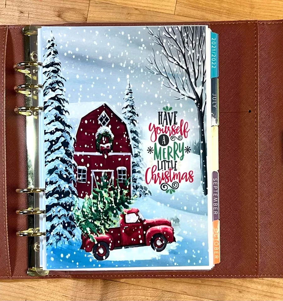 HOLIDAY Christmas Vintage Red Truck Snow Barn