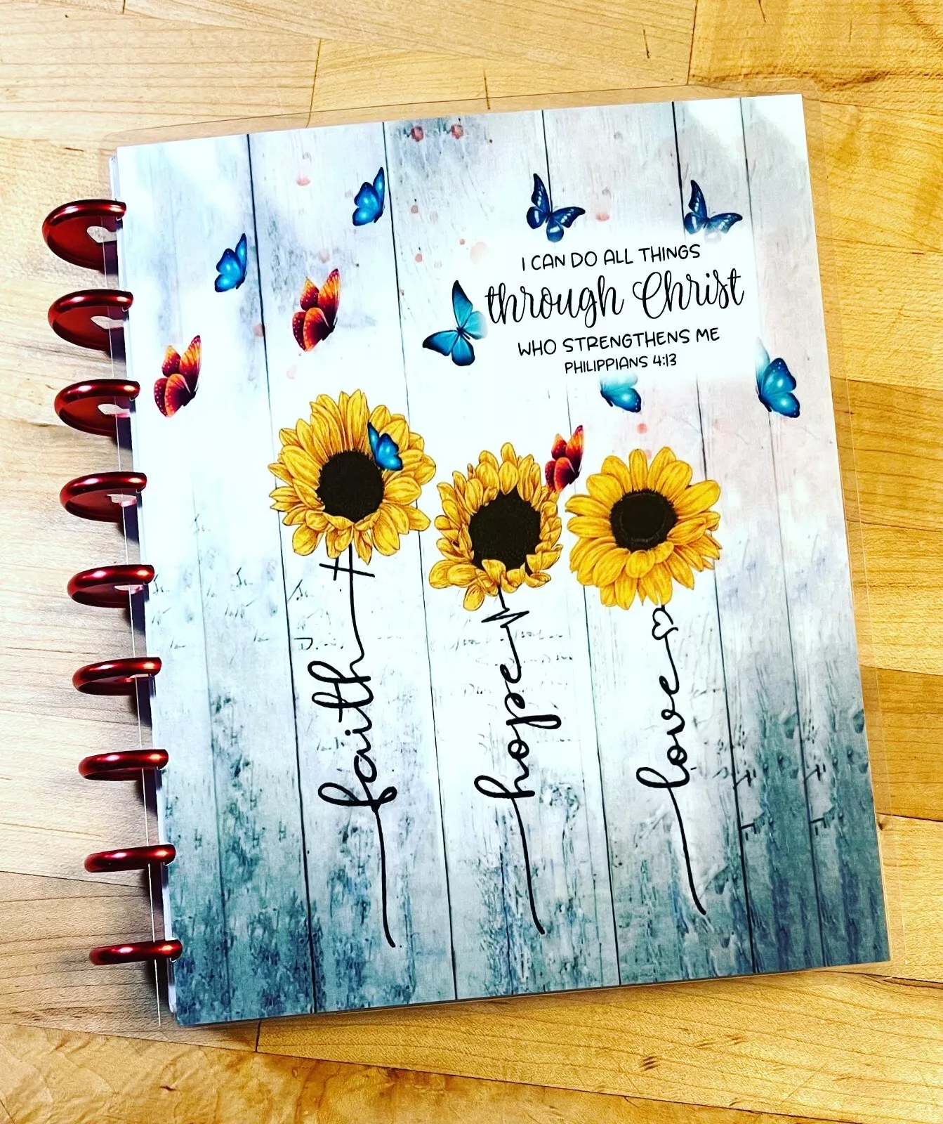 Faith Hope Love Sunflower Butterflies