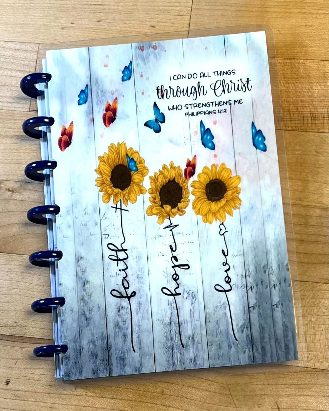 Faith Hope Love Sunflower Butterflies