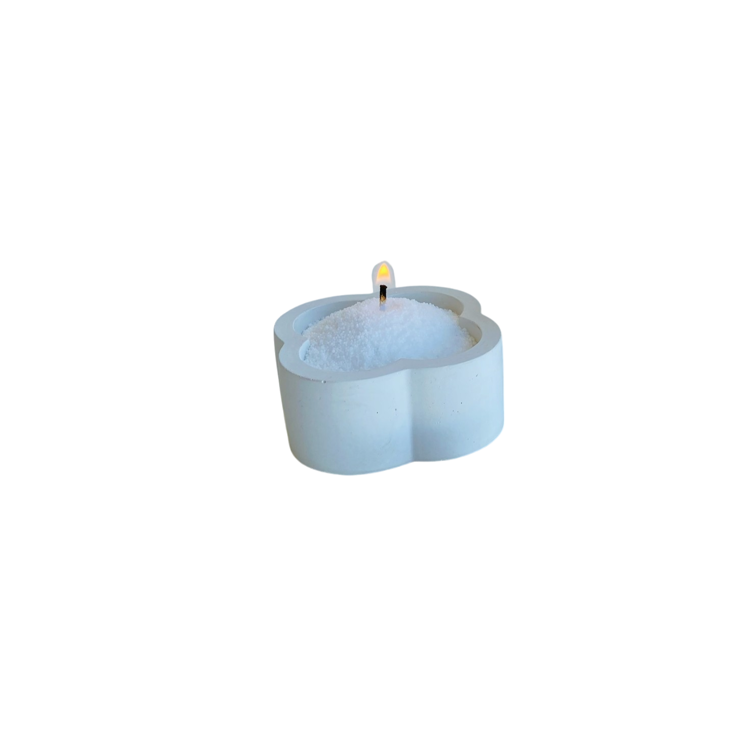 Envase pequeño en concreto con forma de trébol