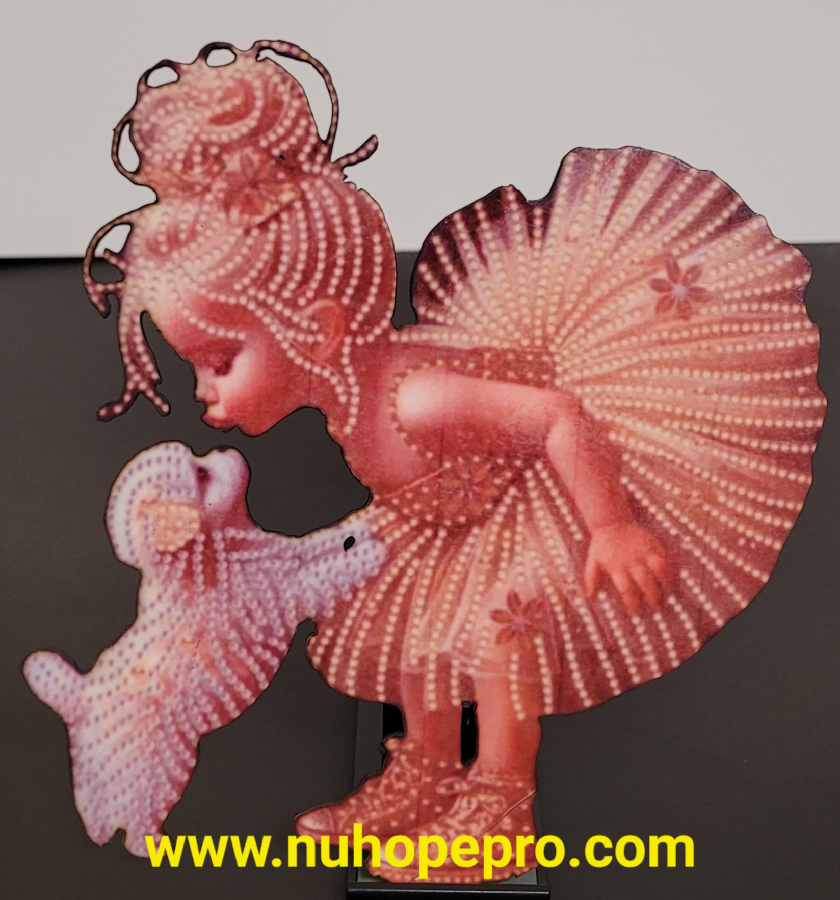 A AI Girl and Puppy Decorative wooden laminated photo cutout