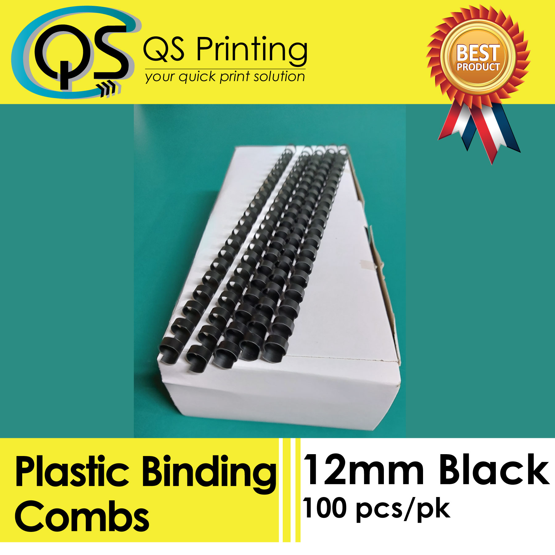 12mm Plastic Binding Combs Black 100/ Box