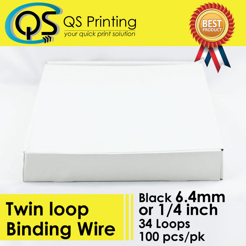 6.4mm 1/4" TWIN LOOP BINDING WIRE 3:1 Black 100/box