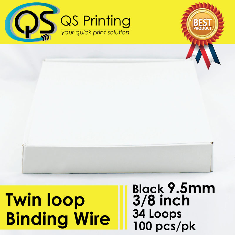 9.5mm 1/4" TWIN LOOP BINDING WIRE 3:1 Black 100/box