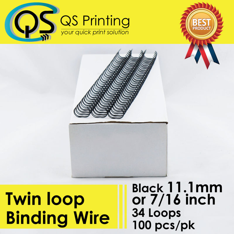 11.1mm 1/4" TWIN LOOP BINDING WIRE 3:1 Black 100/box