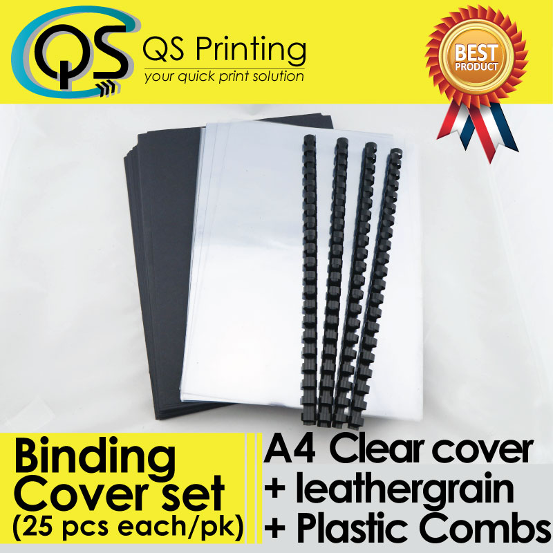 100 sets of A4 PVC clear Cover + A4 Black Back Cover + Binding Combs (6mm-20mm)