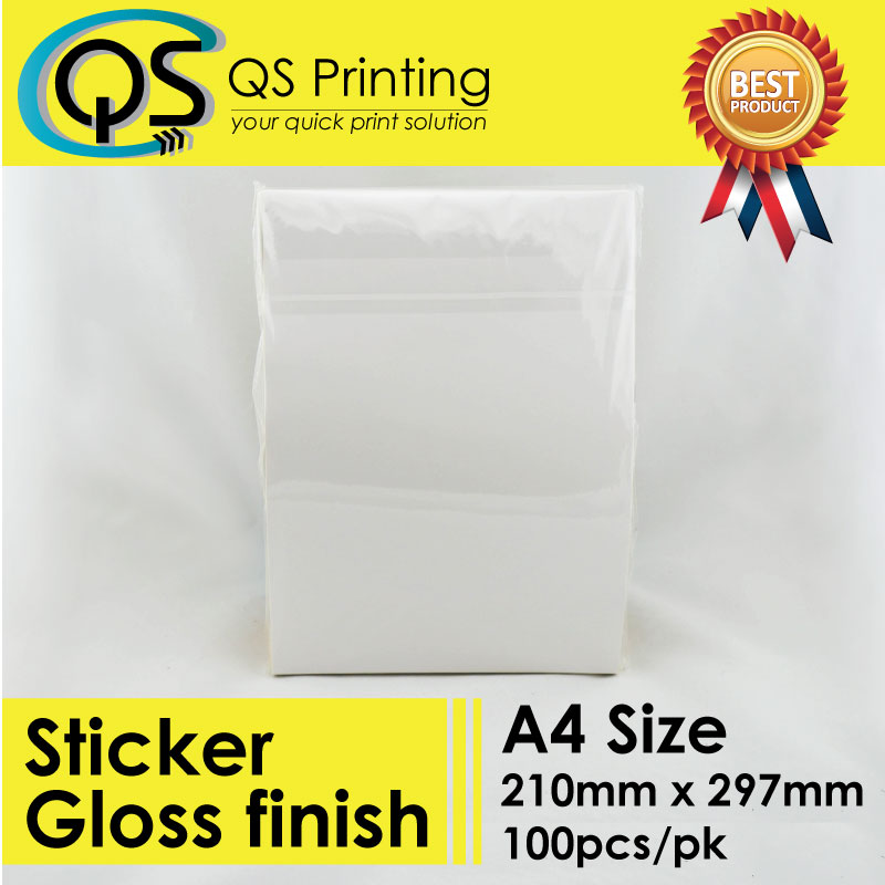 100 x A4 White Glossy Self Adhesive Sticker Paper Sheet Label Laser Print