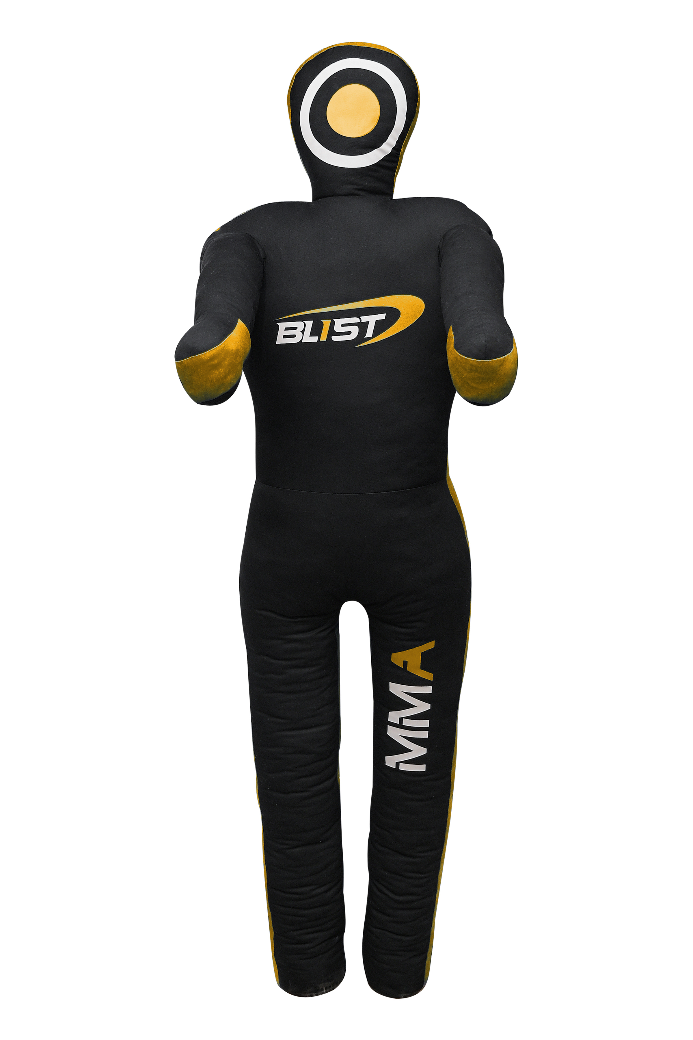 Blist Black/Yellow Canvas MMA standing position grappling dummy for jiu jistu Brazilian BJJ, wrestling, judo karate throwing, and dummy for submission, UNFILLED