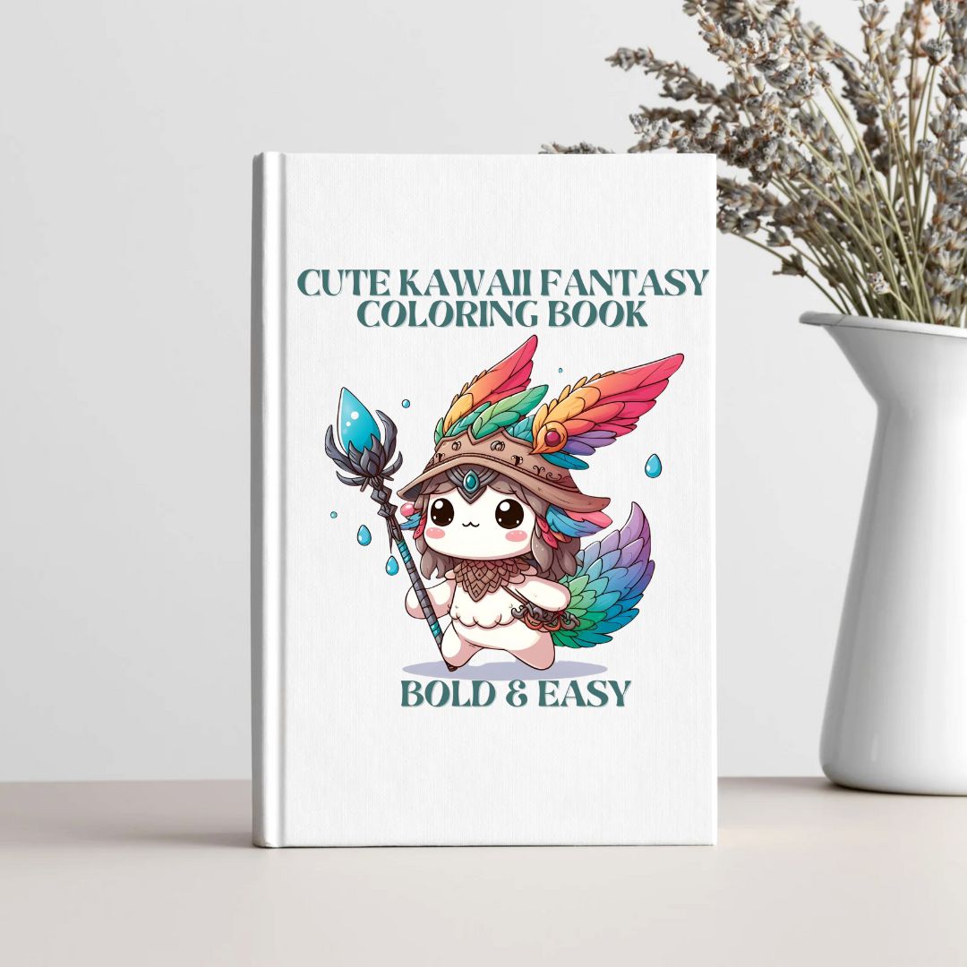 Cute Fantasy Kawaii Creatures Coloring Book: Bold and Easy!