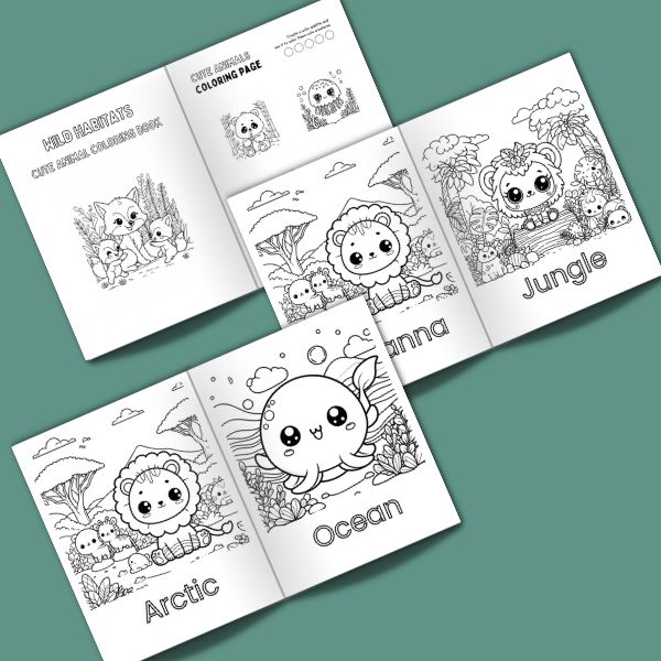 Wild Habitats: Cute Animal Coloring Book for All Ages