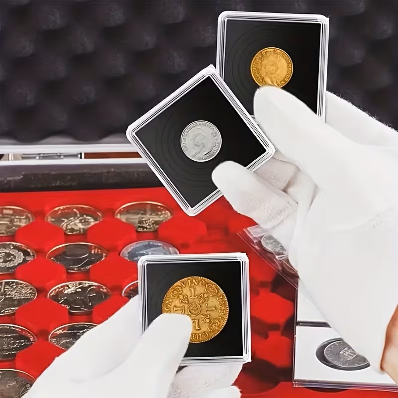 20pcs Square Coin Capsules Box with Black Washer