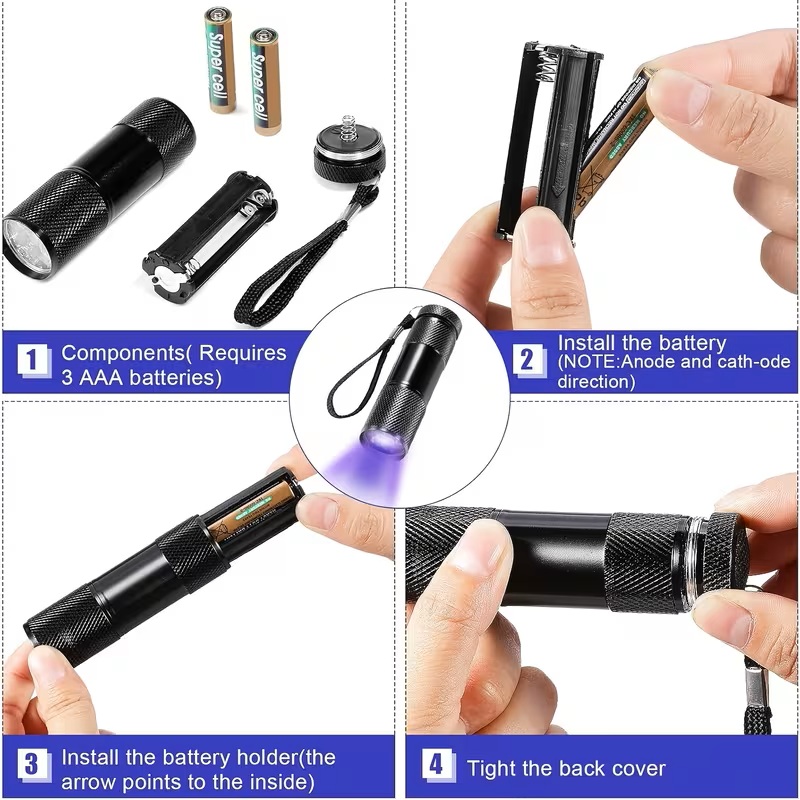 UV with Featuring 9 LED, Batteries