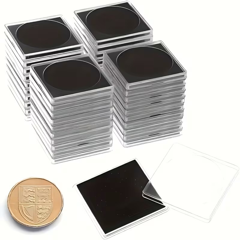 20pcs Square Coin Capsules Box with Black Washer