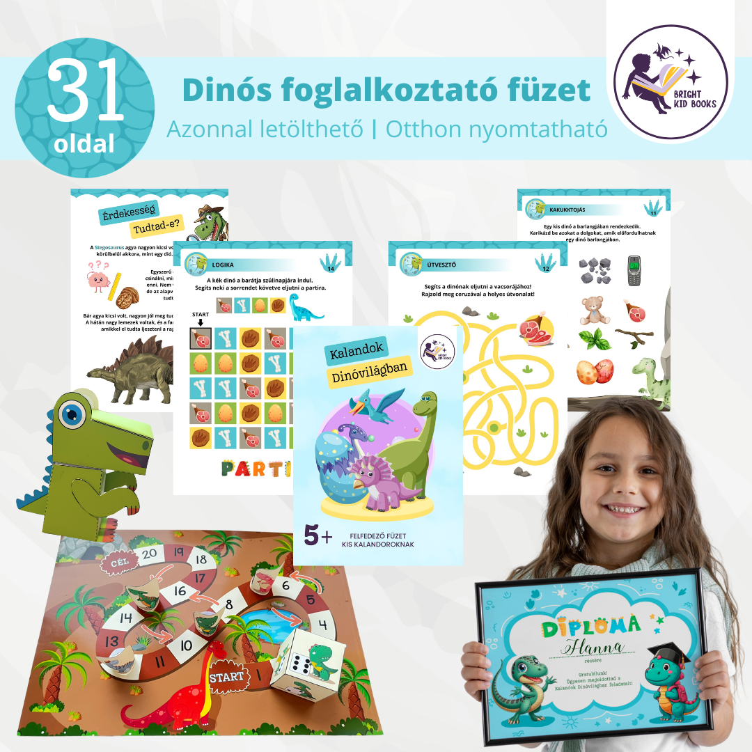 Kalandok Dinóvilágban -  Felfedező Füzet Kis Kalandoroknak foglalkoztató füzet PDF