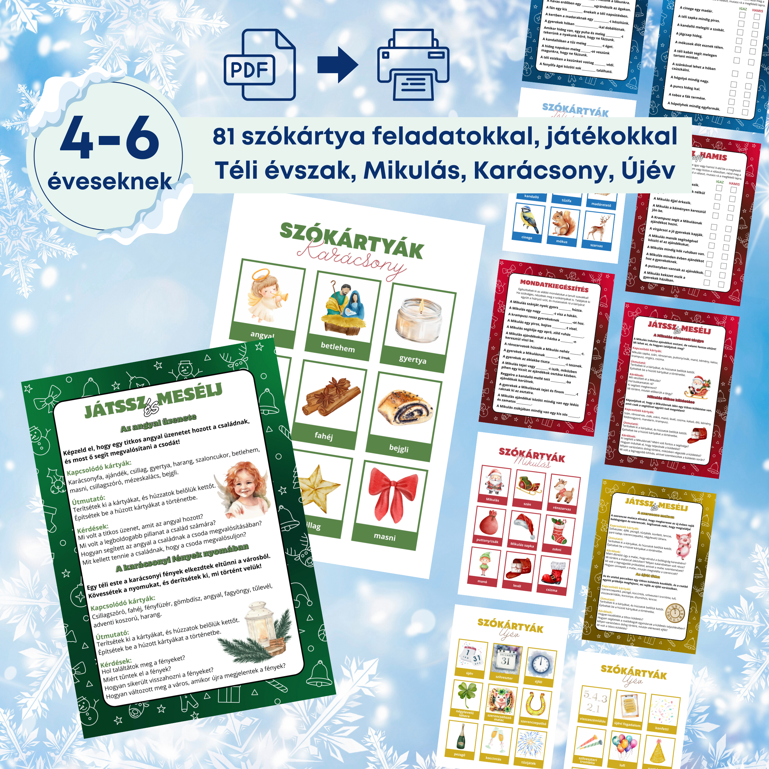 81db szókártya és kreatív feladatok, játékok 4-6 éveseknek
