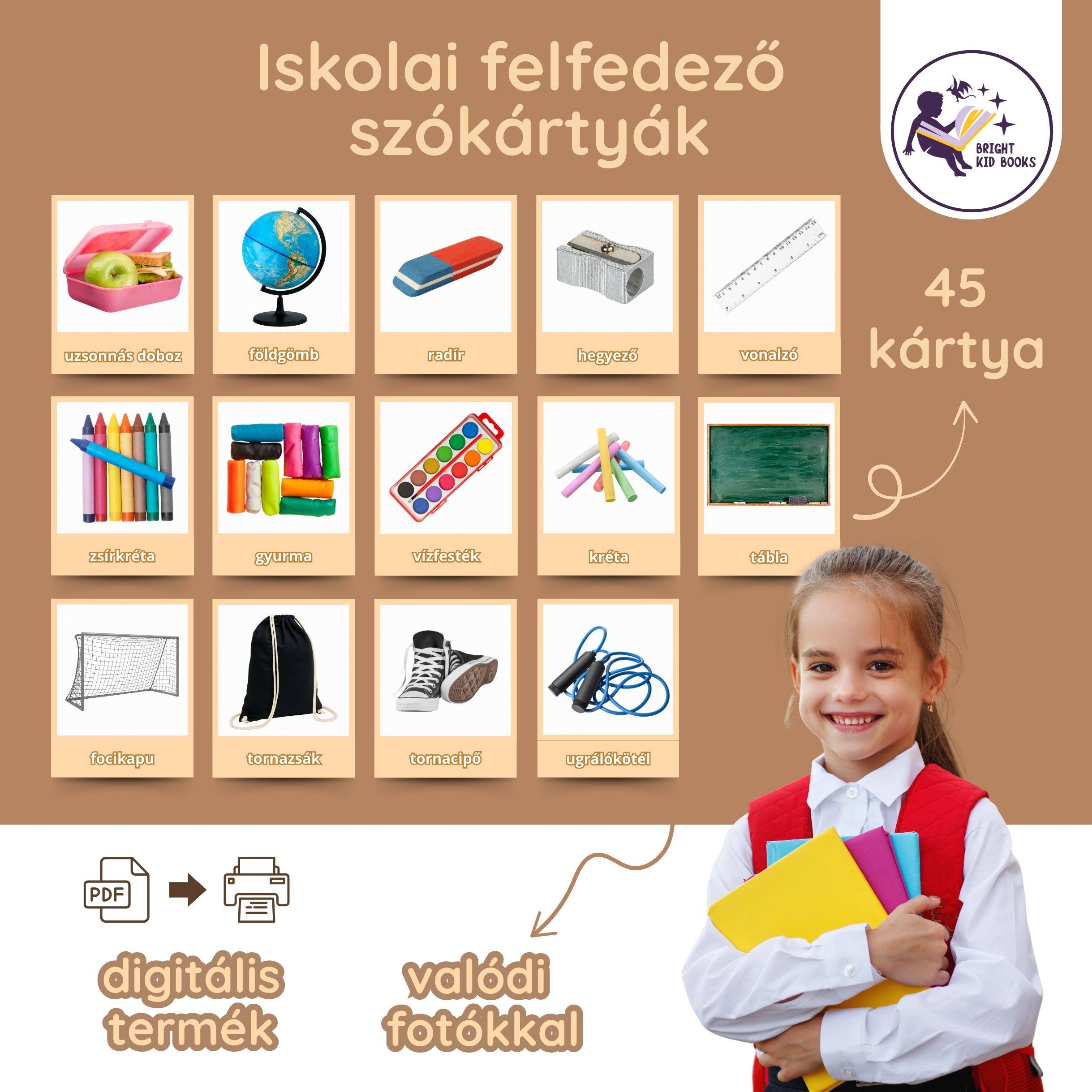 Nyomtatható iskolai szókártyák – 45 db kártya