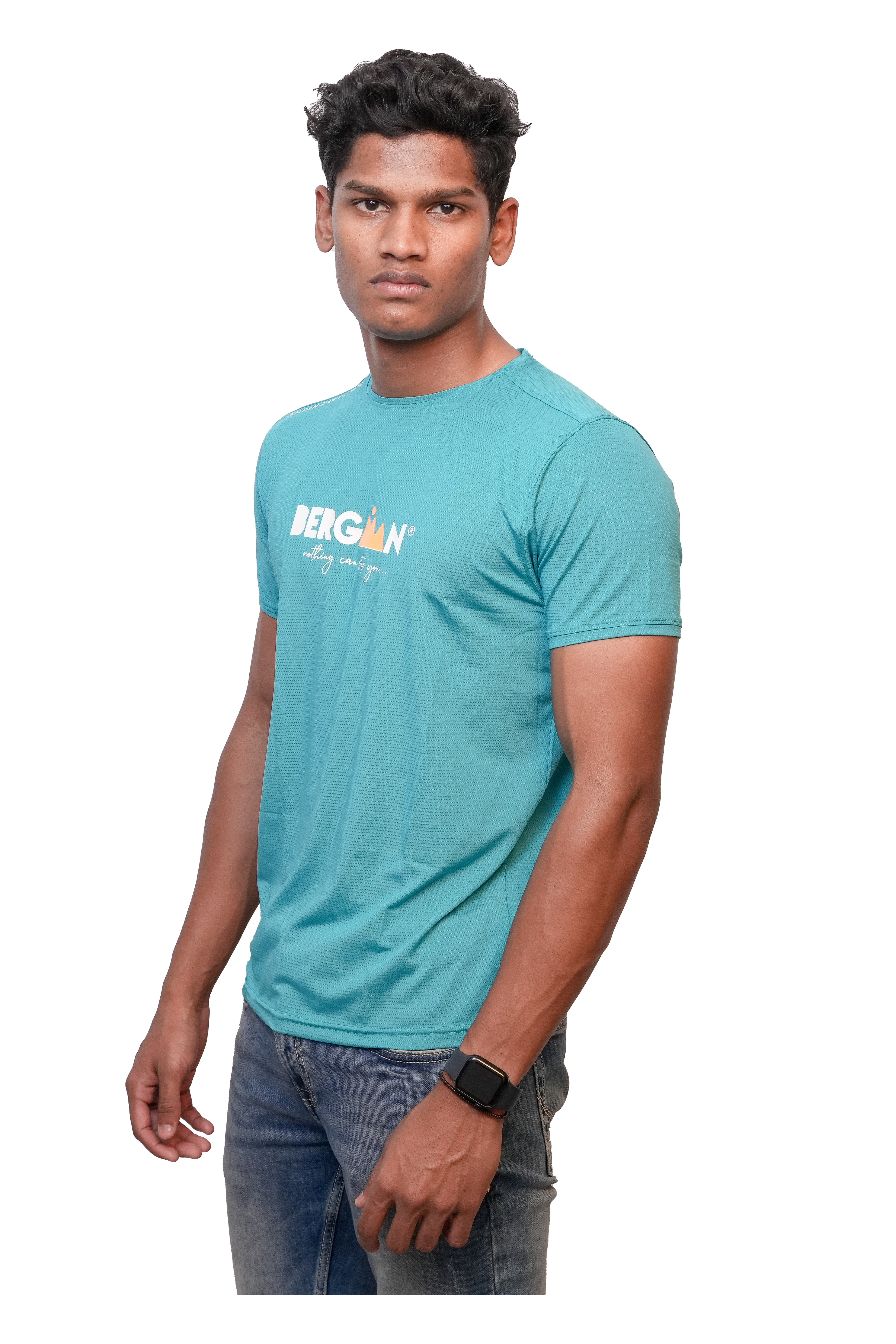 Bergman Unisex Aqua Blue T-shirt with M Logo