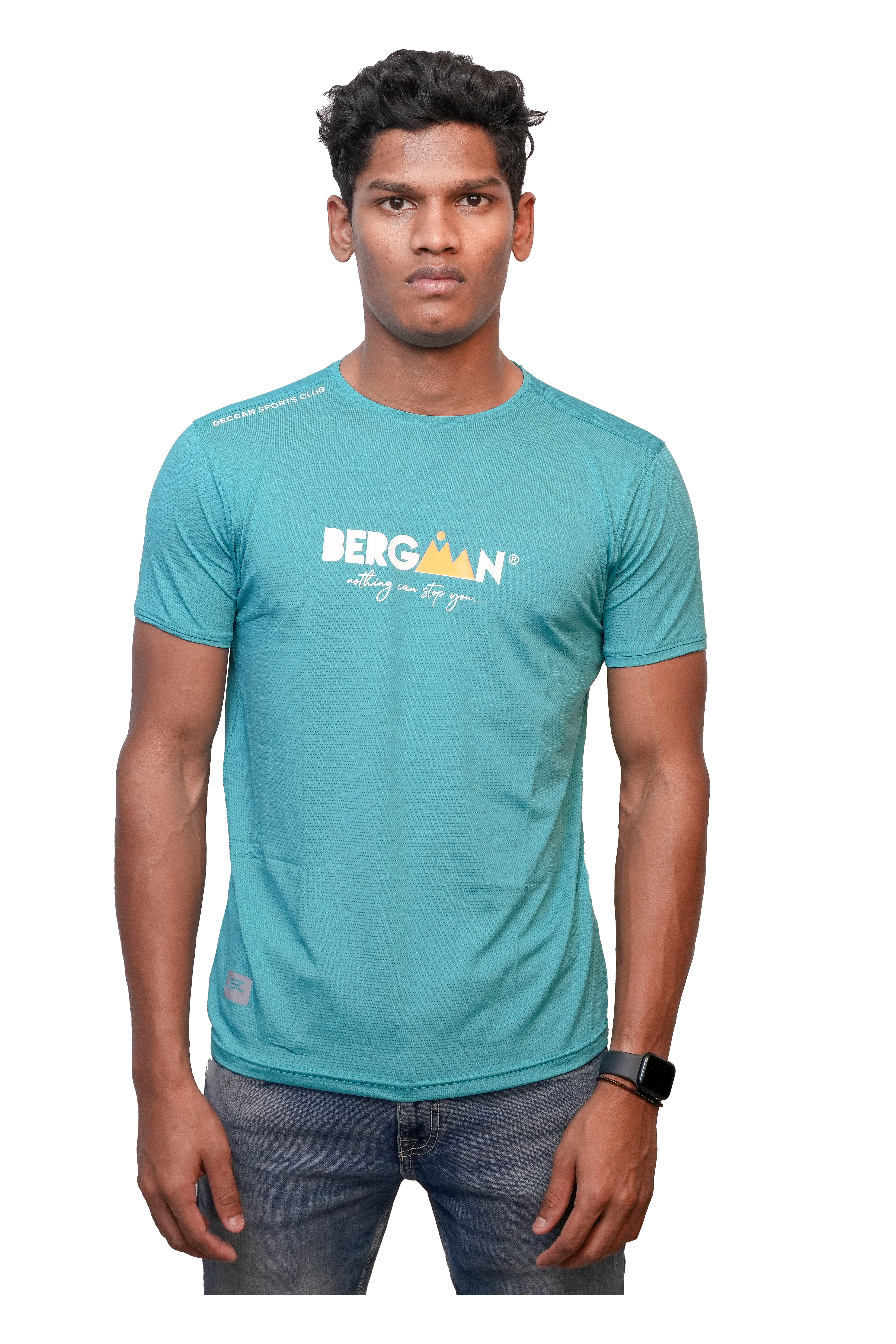 Bergman Unisex Aqua Blue T-shirt with M Logo