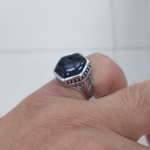 خاتم فضة شكل سداسي جديد 4-668