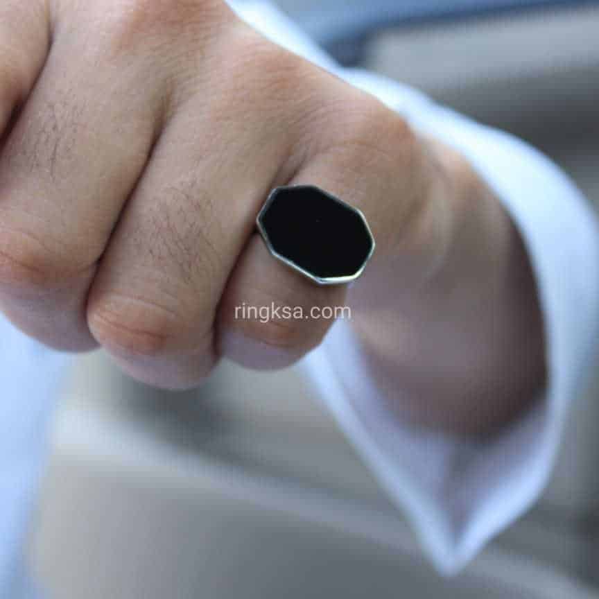 خاتم رجالي فضة سداسي الشكل