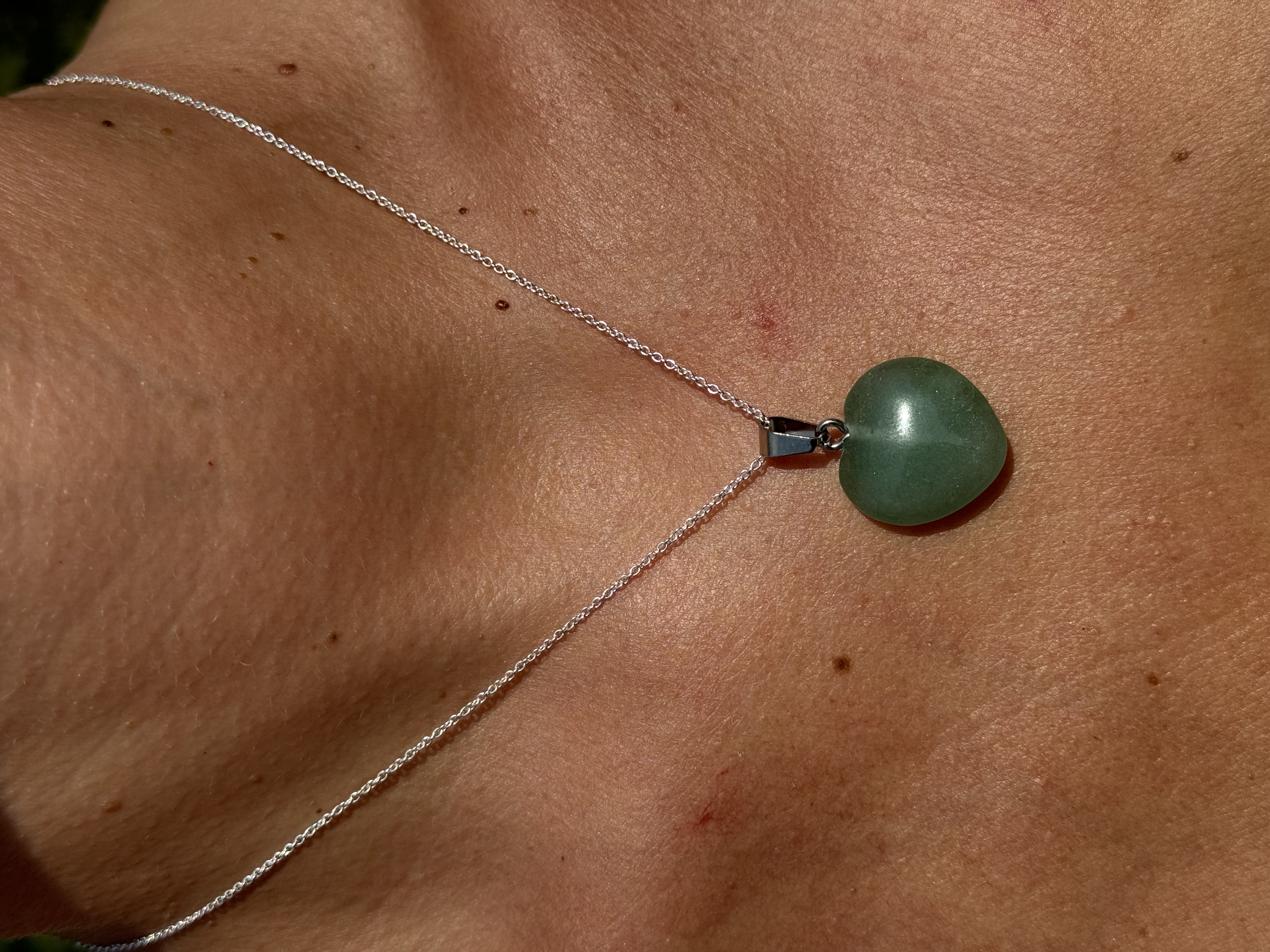 Collier pendentif cœur Aventurine verte 