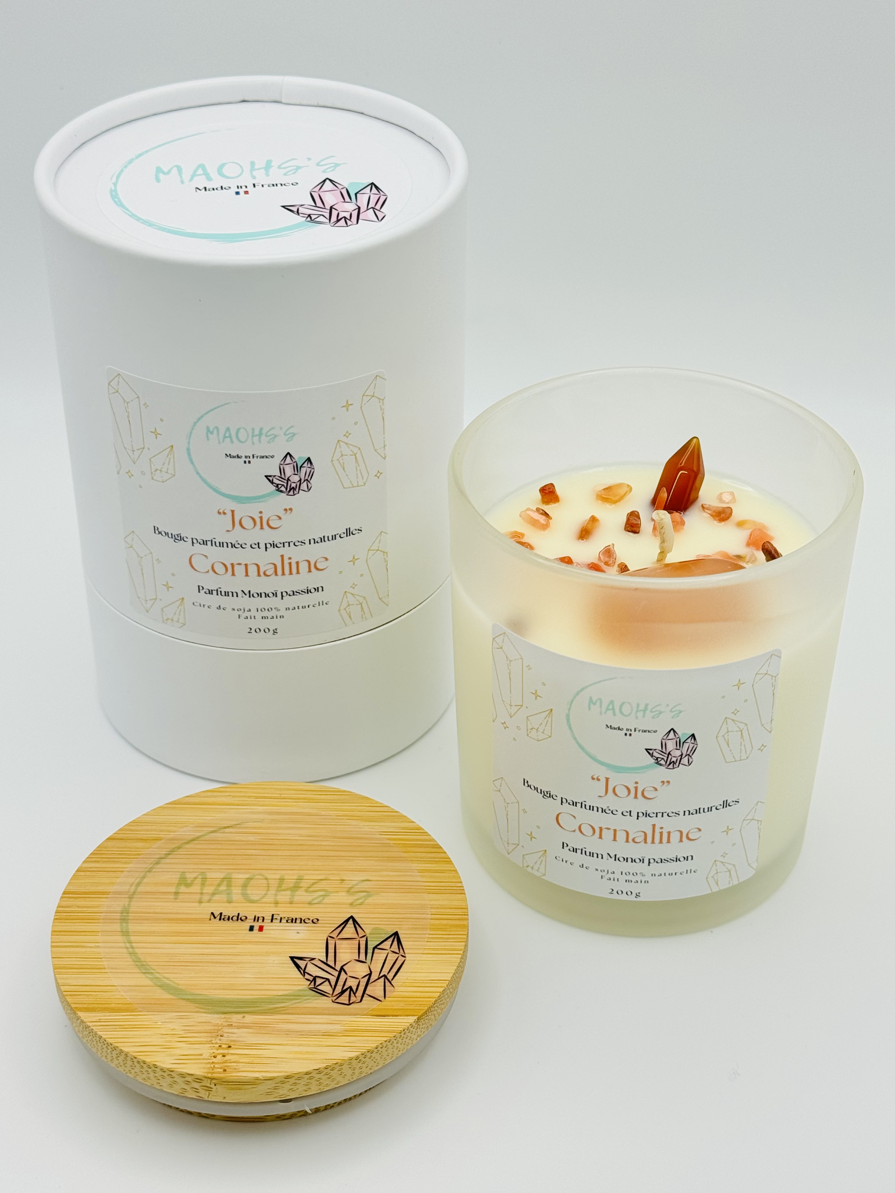 Bougie « Joie » Cornaline - senteur Monoï passion