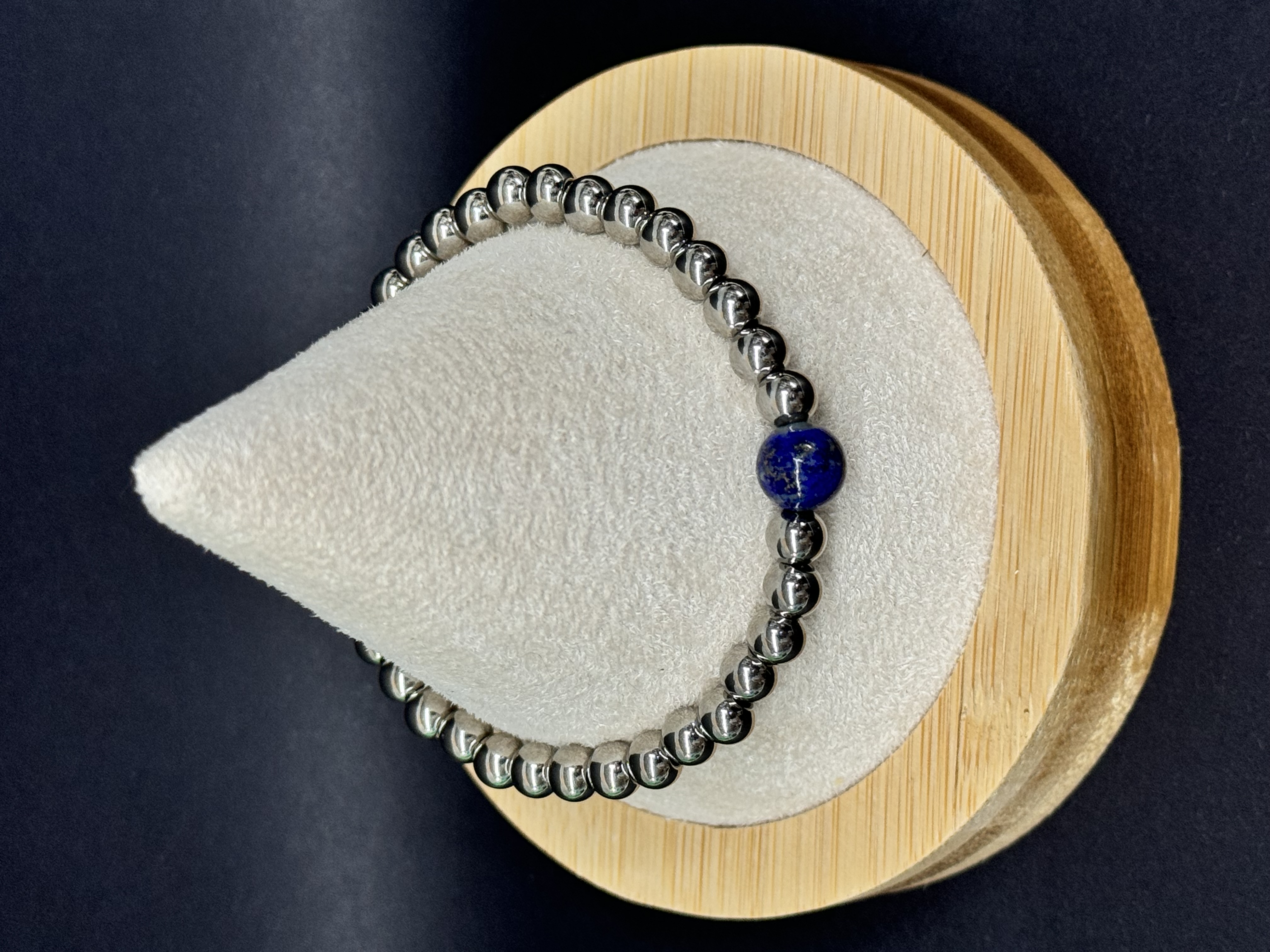 Bracelet pierre naturelle et acier inoxydable Lapis-lazuli 