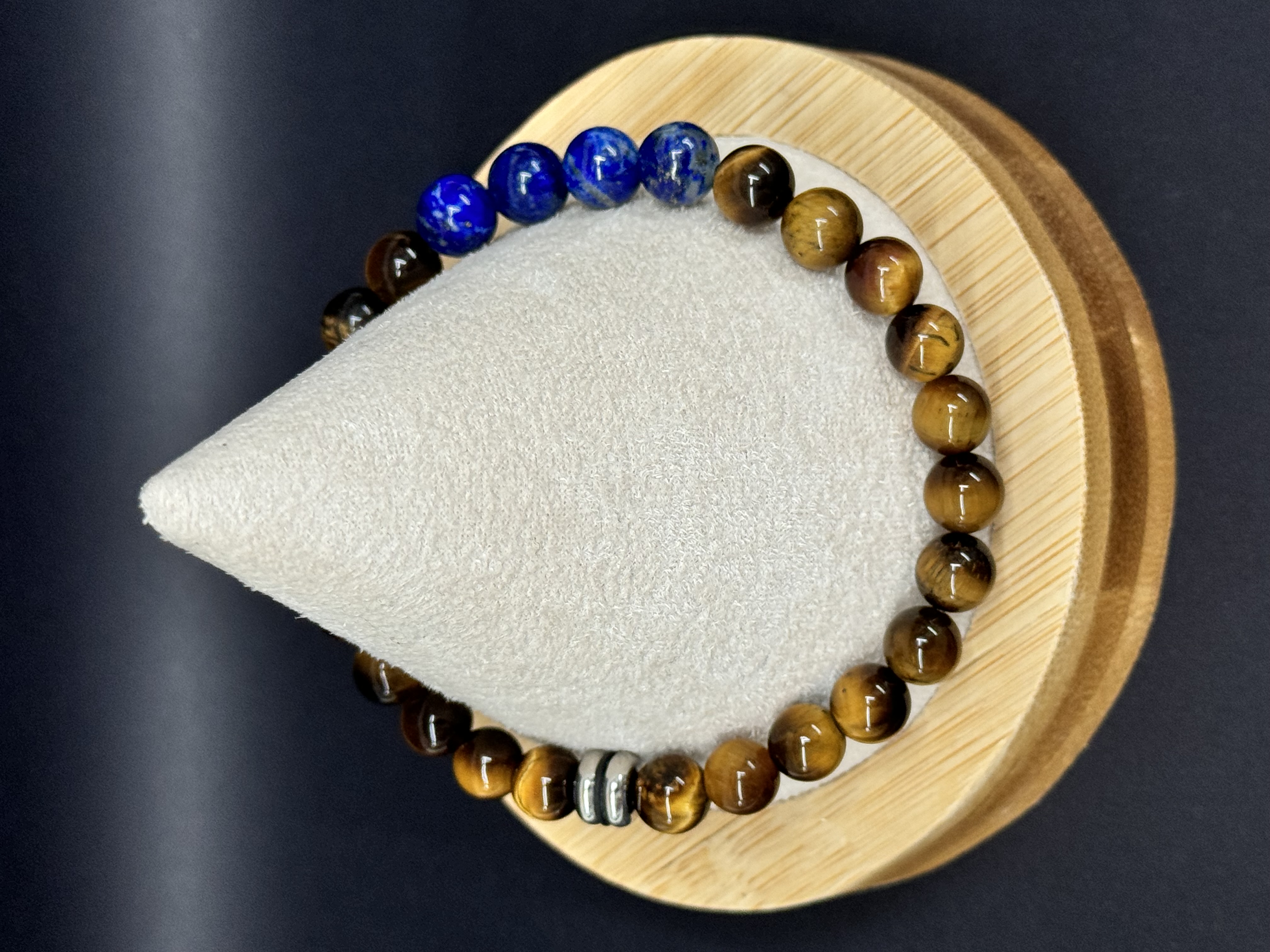 Bracelet Oeil de tigre et Lapis-lazuli 8 mm pierres naturelles