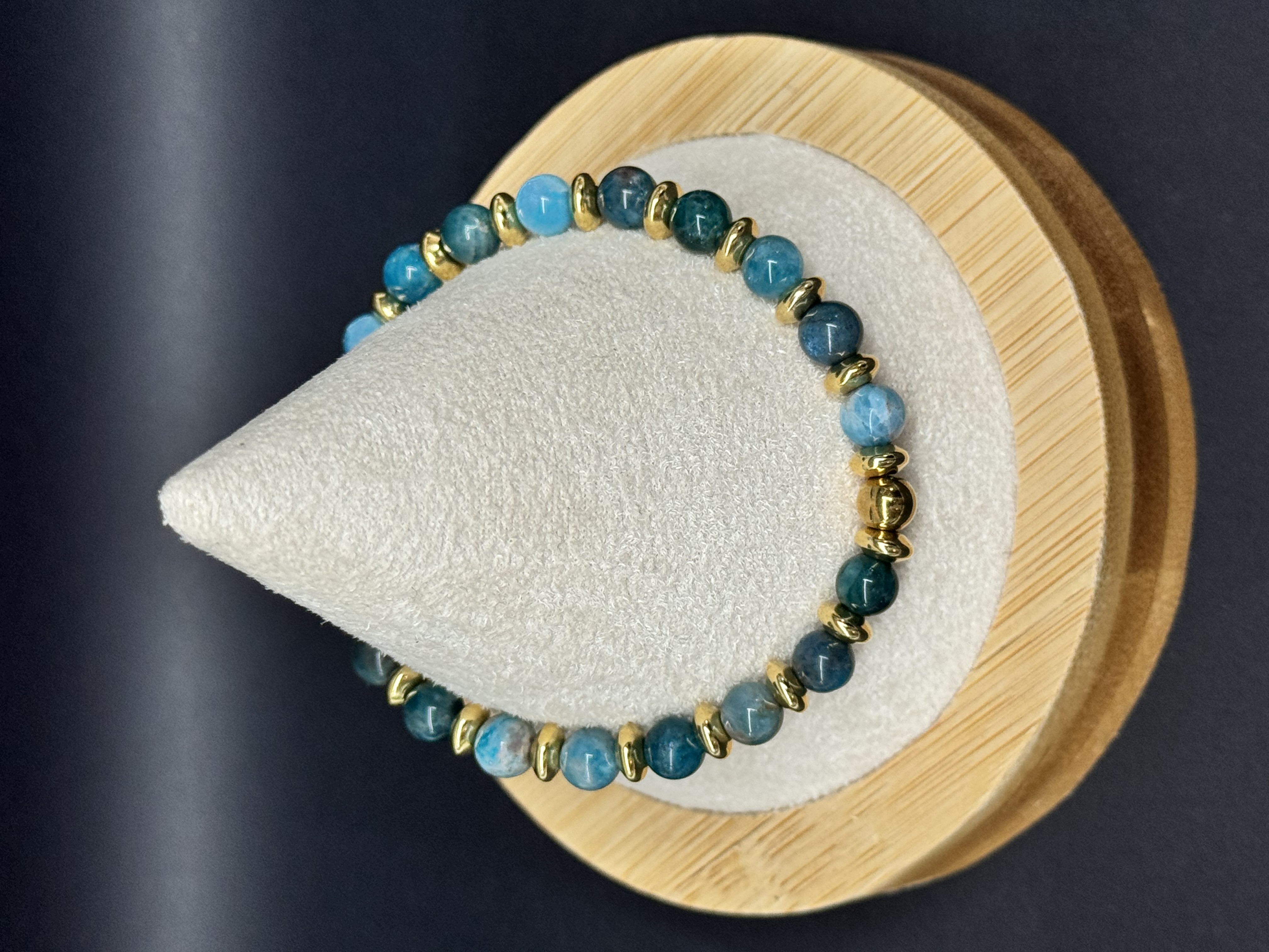 Bracelet Apatite bleue 6mm pierres naturelles