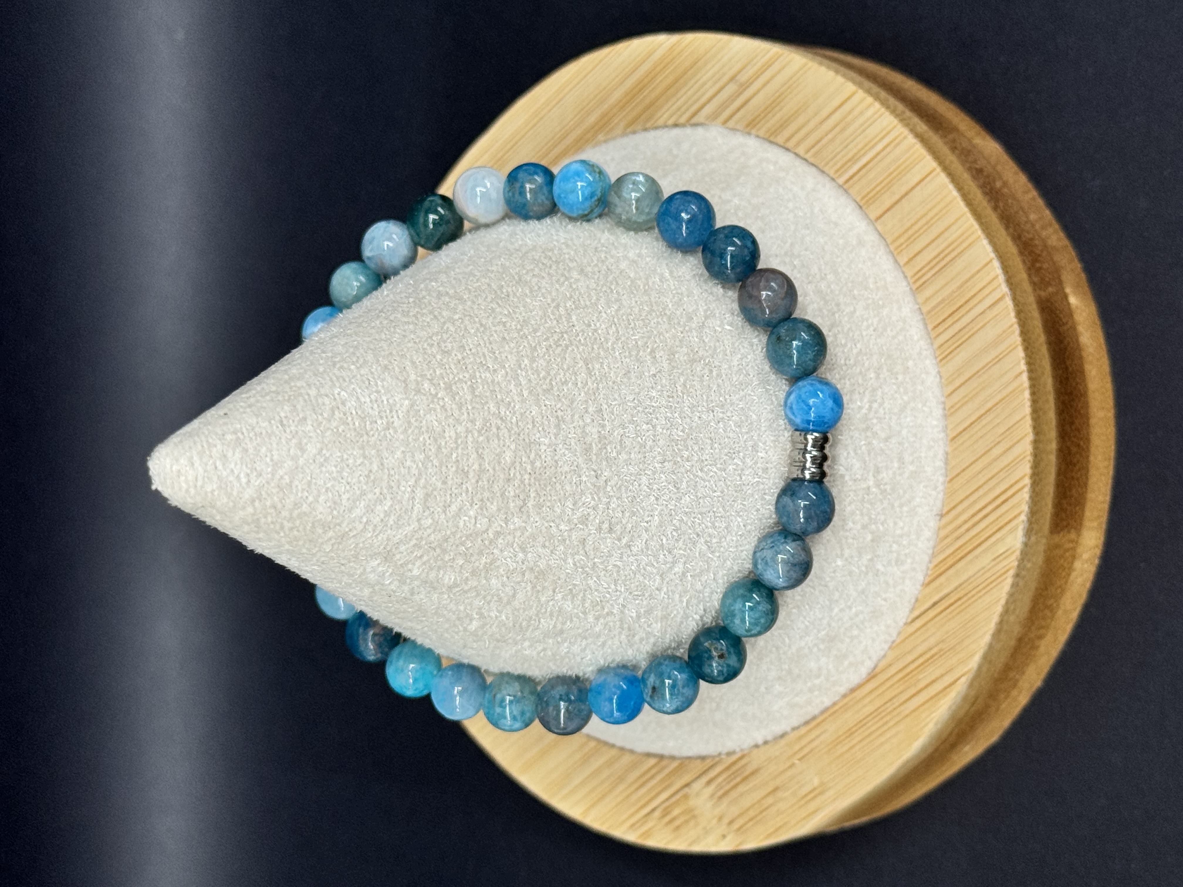 Bracelet Apatite bleue 6mm pierres naturelles