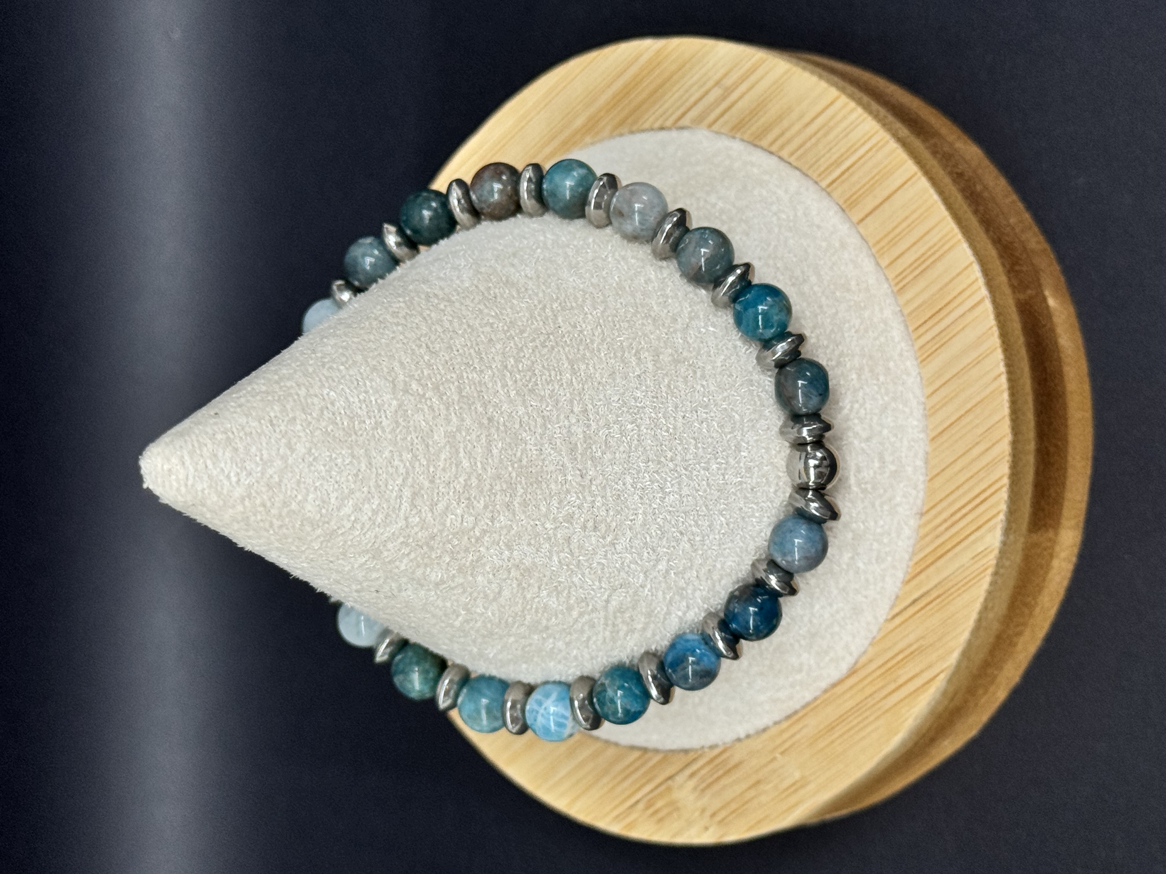 Bracelet Apatite bleue 6mm pierres naturelles