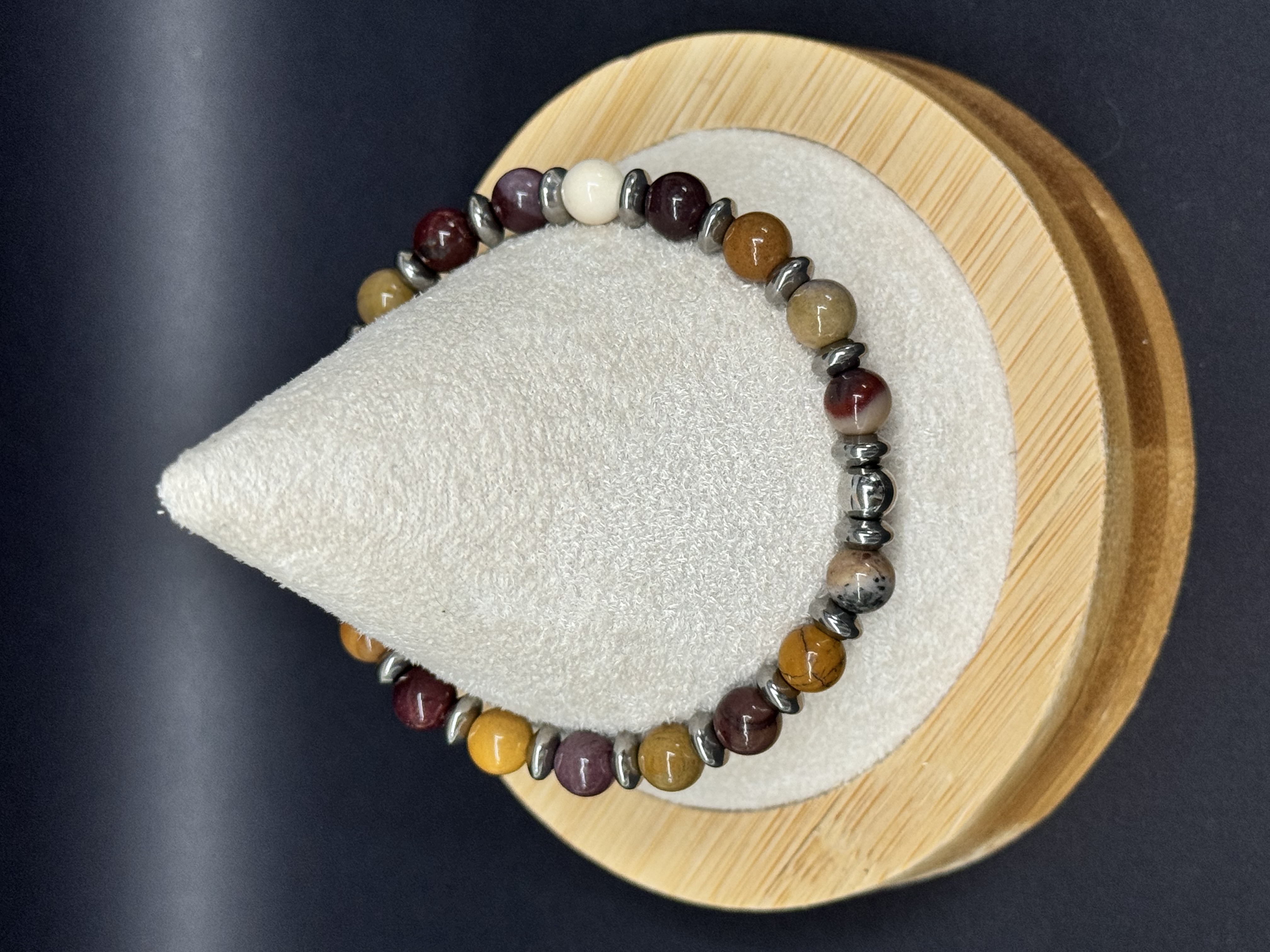 Bracelet Jaspe mokaite 6mm pierres naturelles