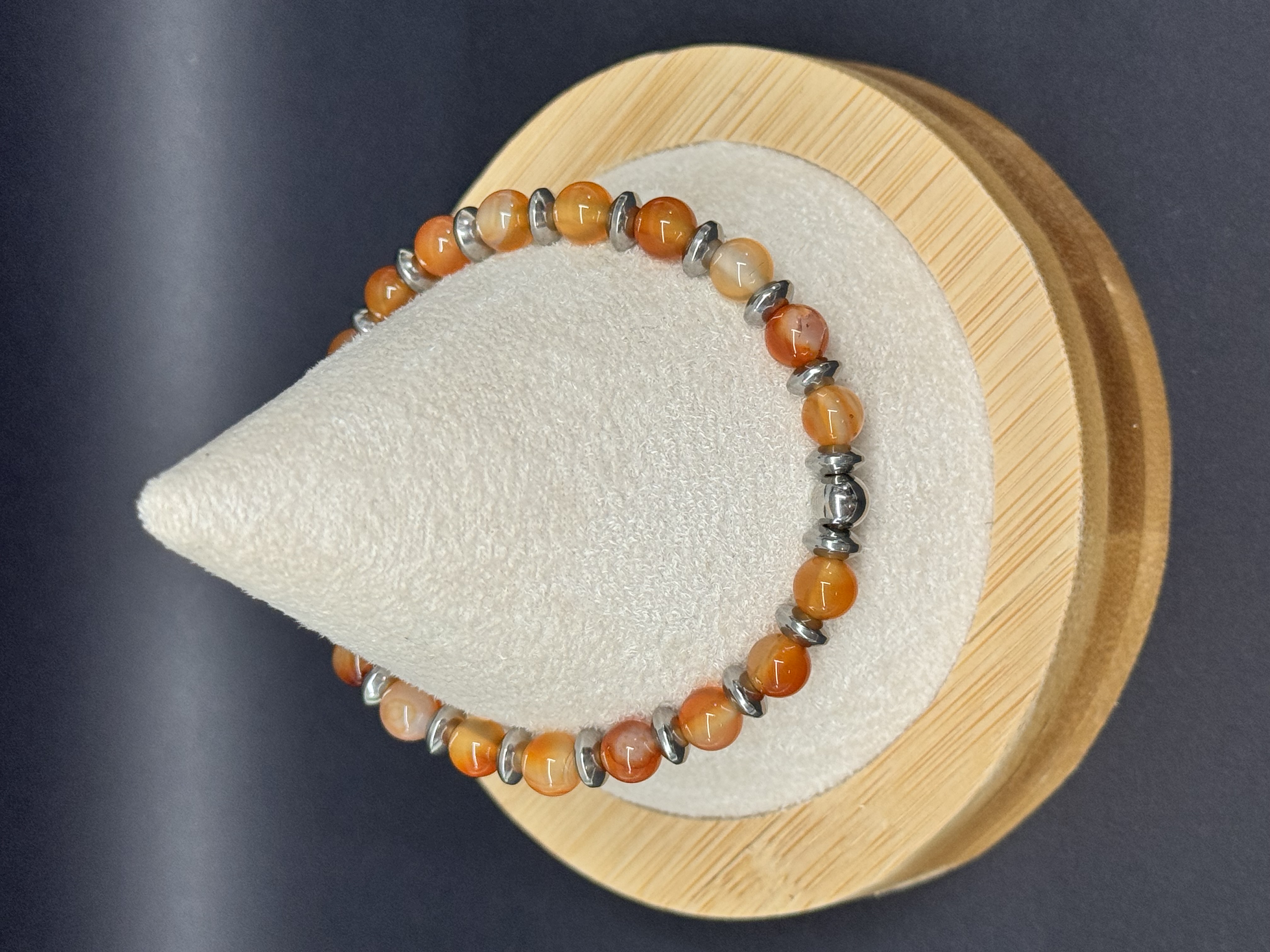 Bracelet Cornaline 6mm perles naturelles
