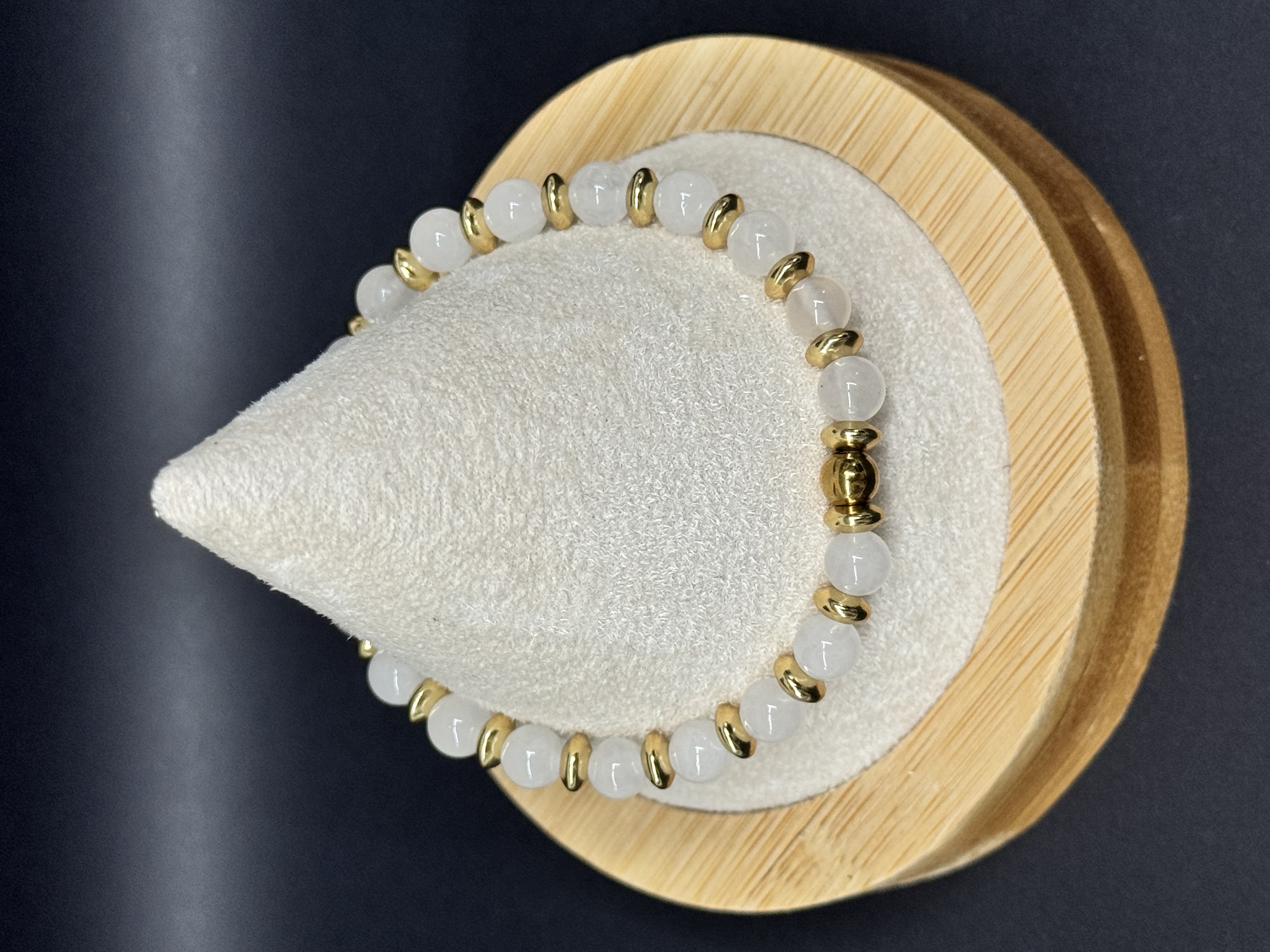 Bracelet Jade blanc 6mm pierres naturelles 