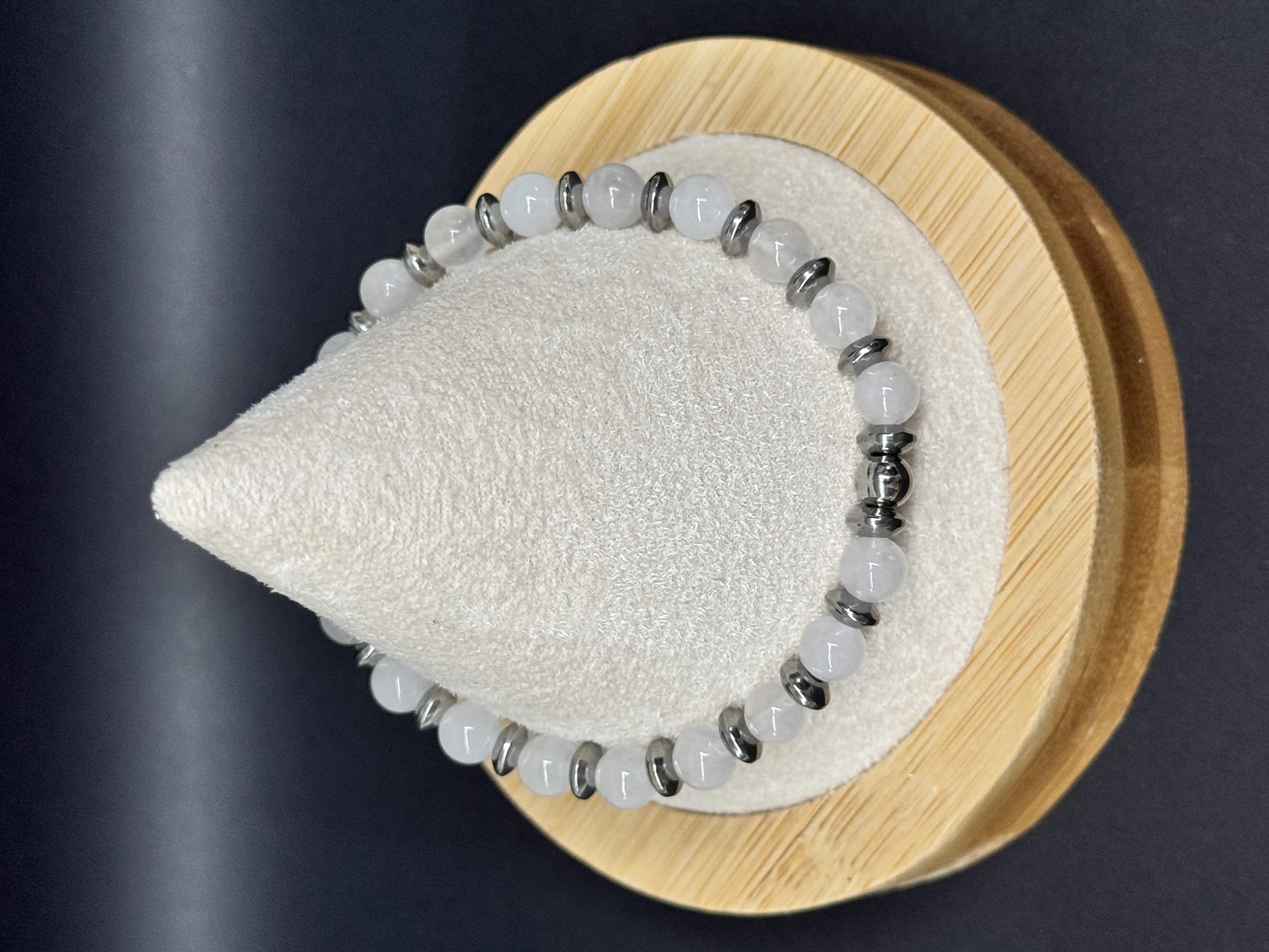 Bracelet Jade blanc 6mm pierres naturelles 