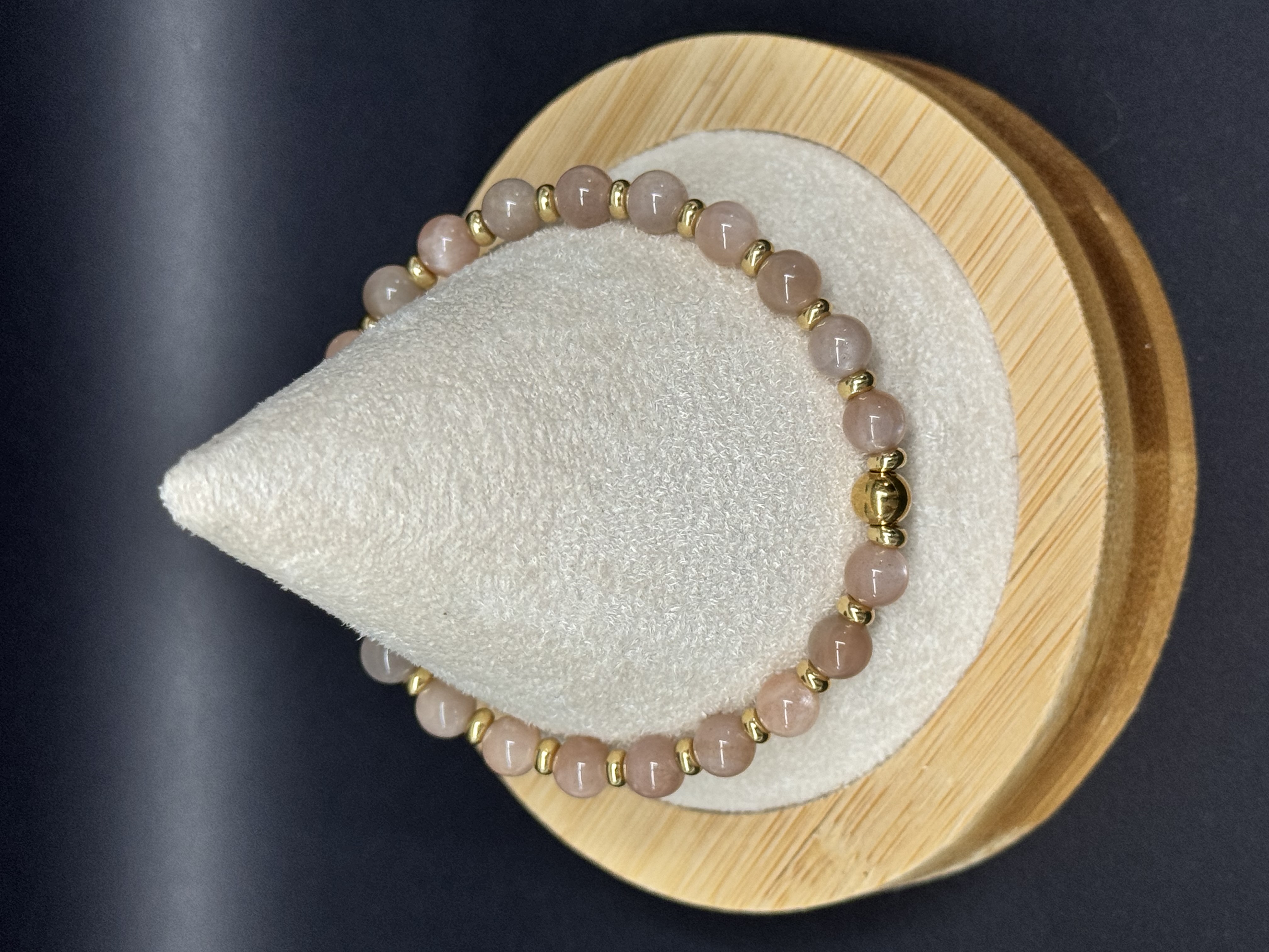 Bracelet Pierre de lune rose 6mm pierres naturelles 
