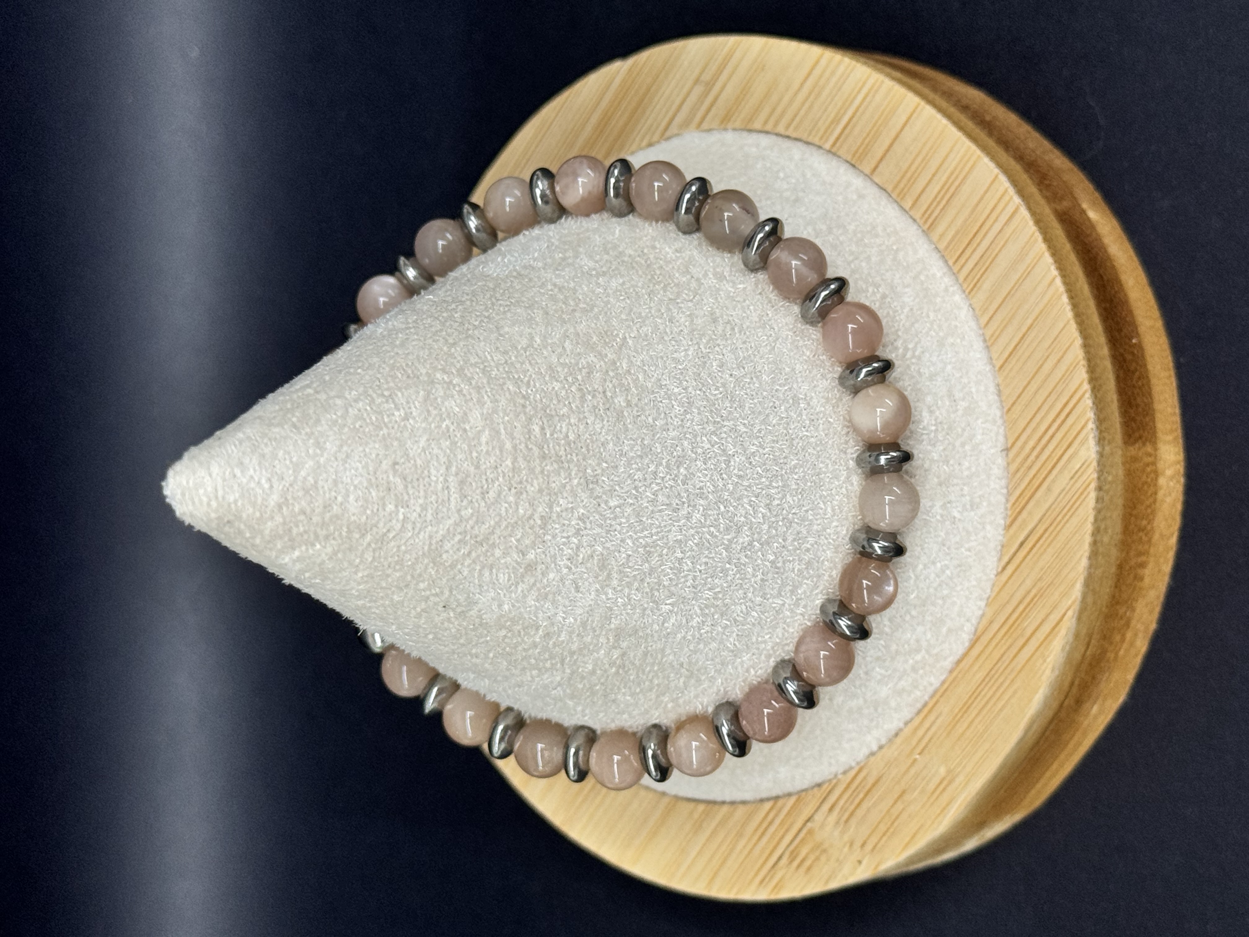Bracelet Pierre de lune rose 6mm pierres naturelles 