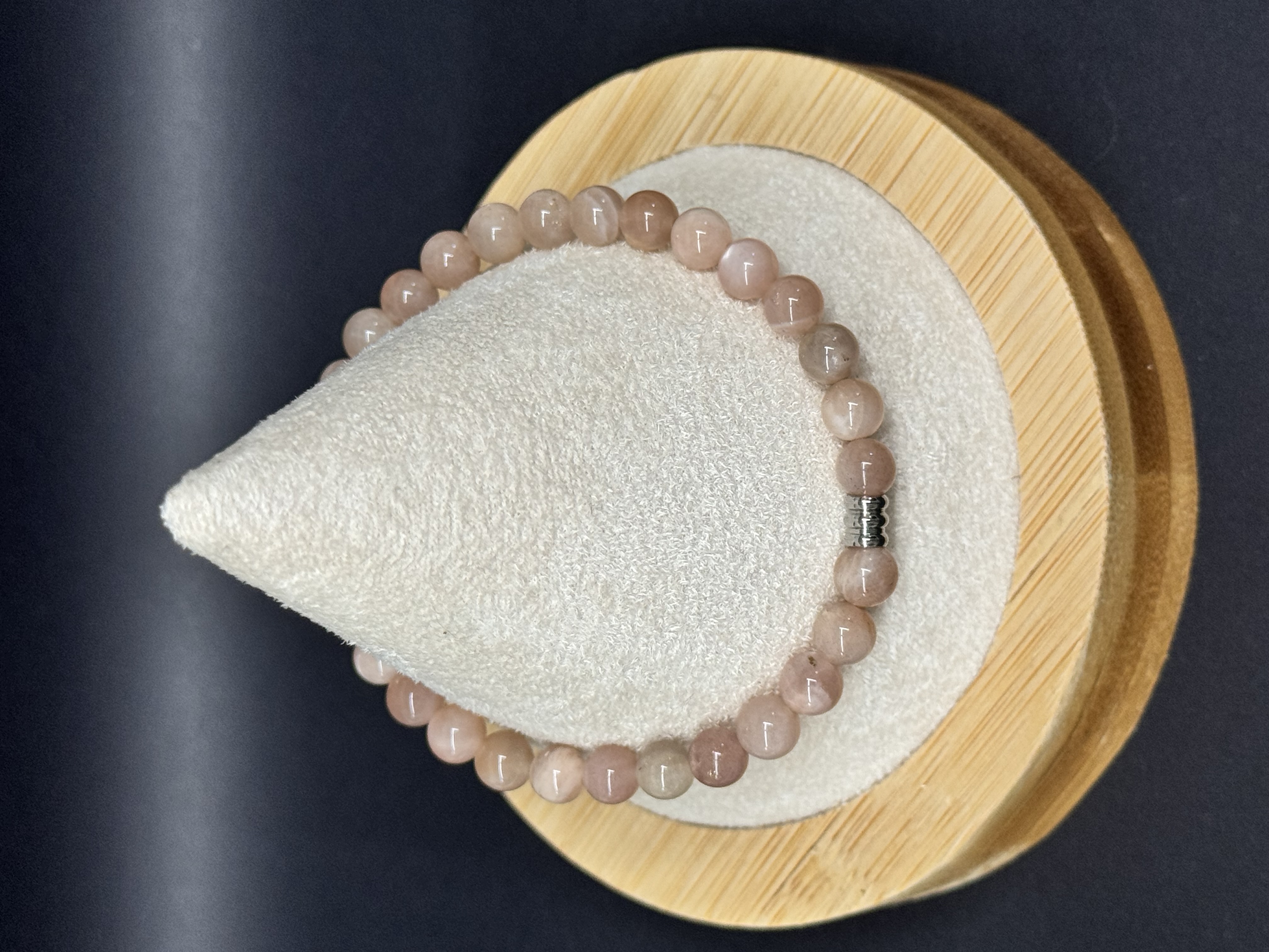 Bracelet Pierre de lune rose 6mm pierres naturelles 