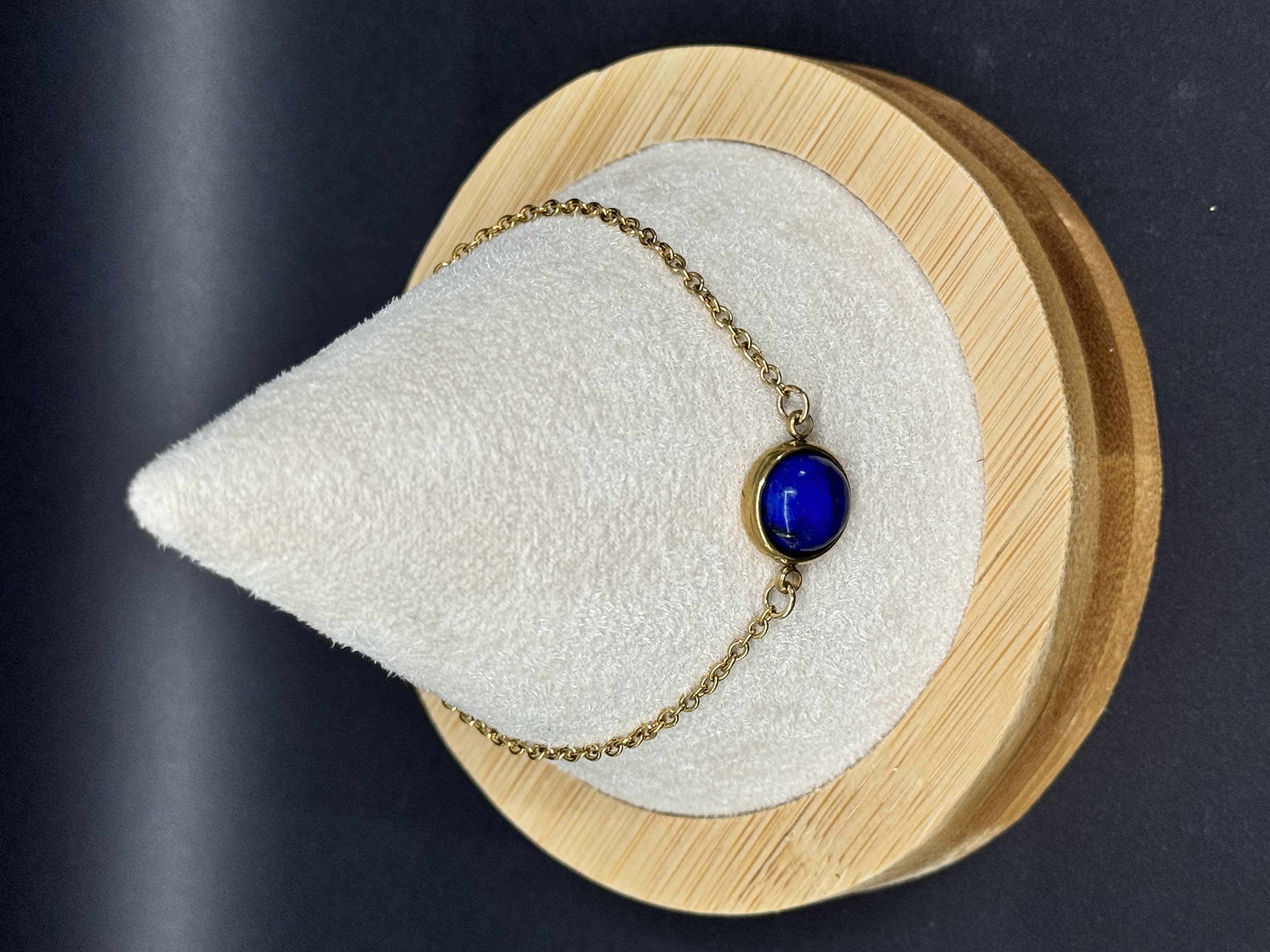 Bracelet acier inoxydable et pierre naturelle Lapis lazuli
