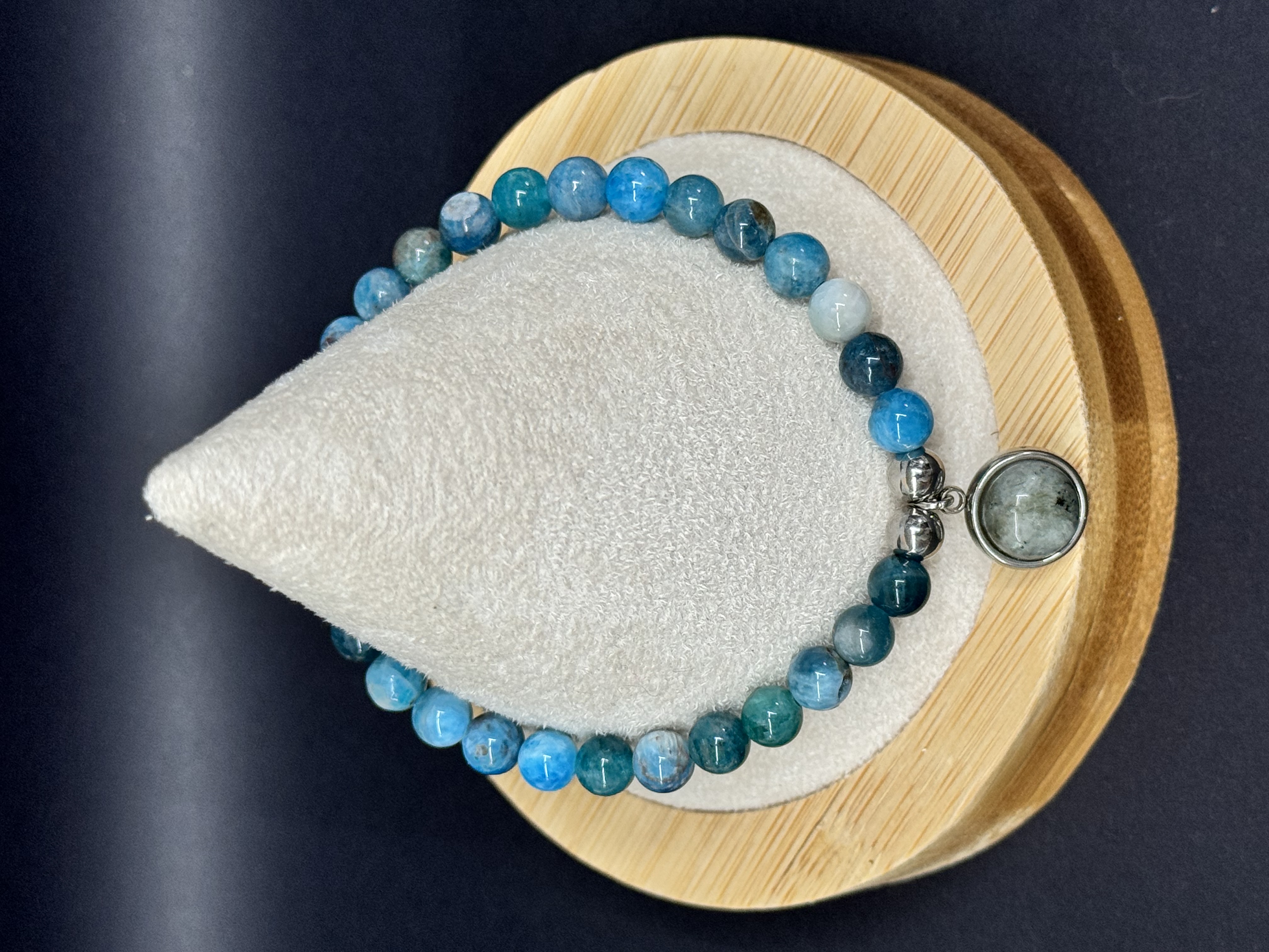 Bracelet Apatite bleue et Labradorite  pierres naturelles