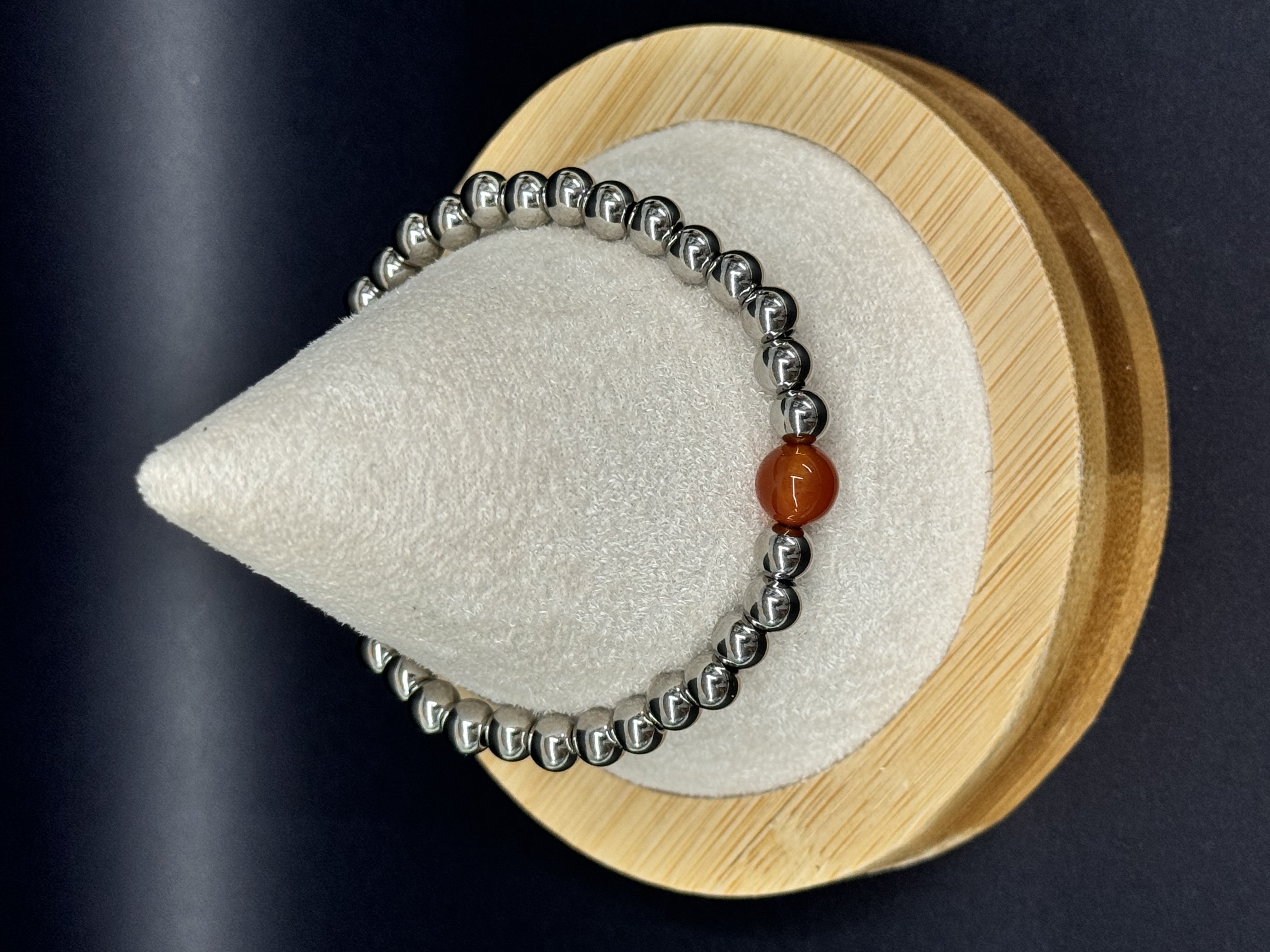 Bracelet pierre naturelle et acier inoxydable Cornaline