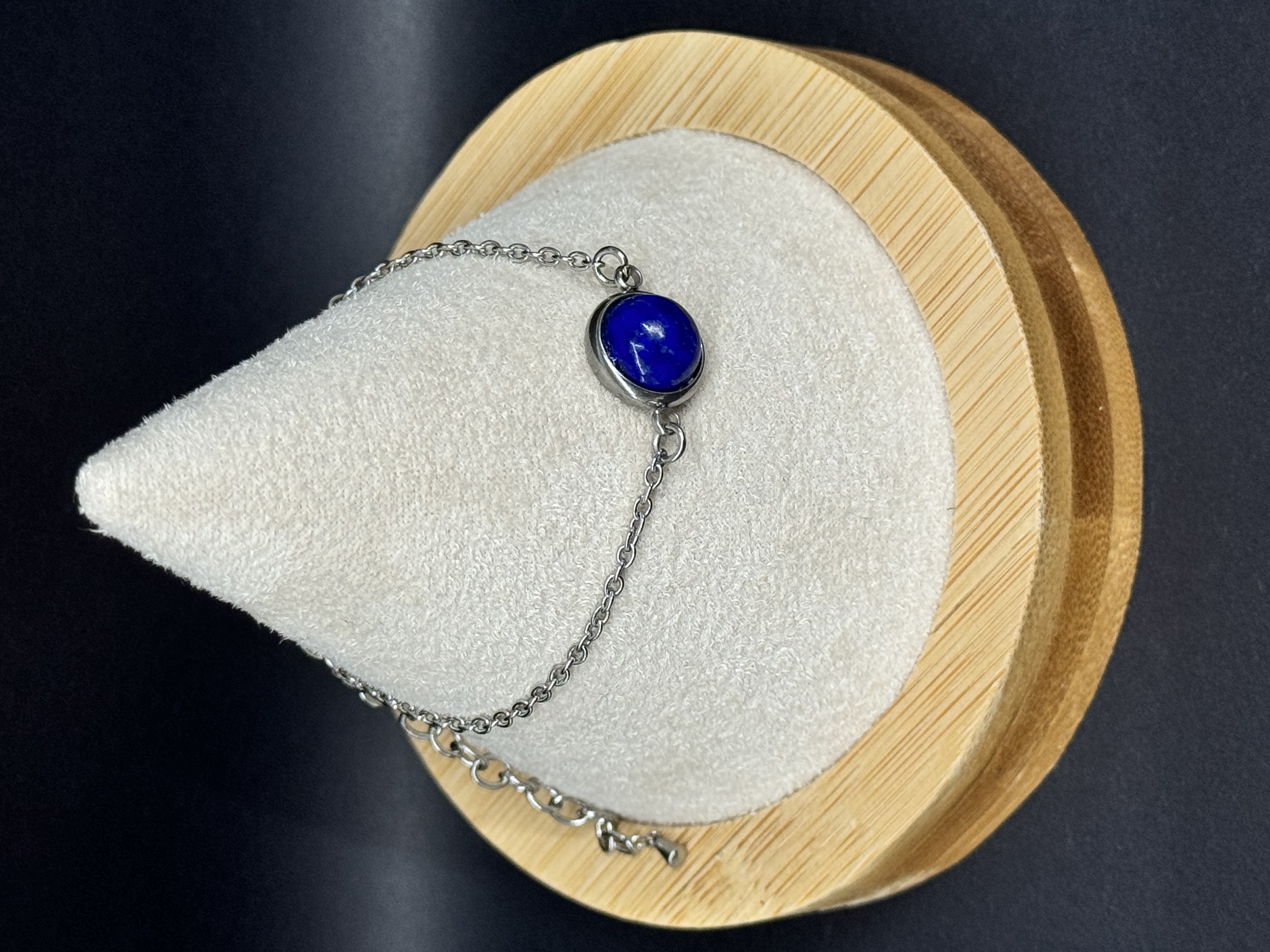 Bracelet acier inoxydable et pierre naturelle Lapis lazuli