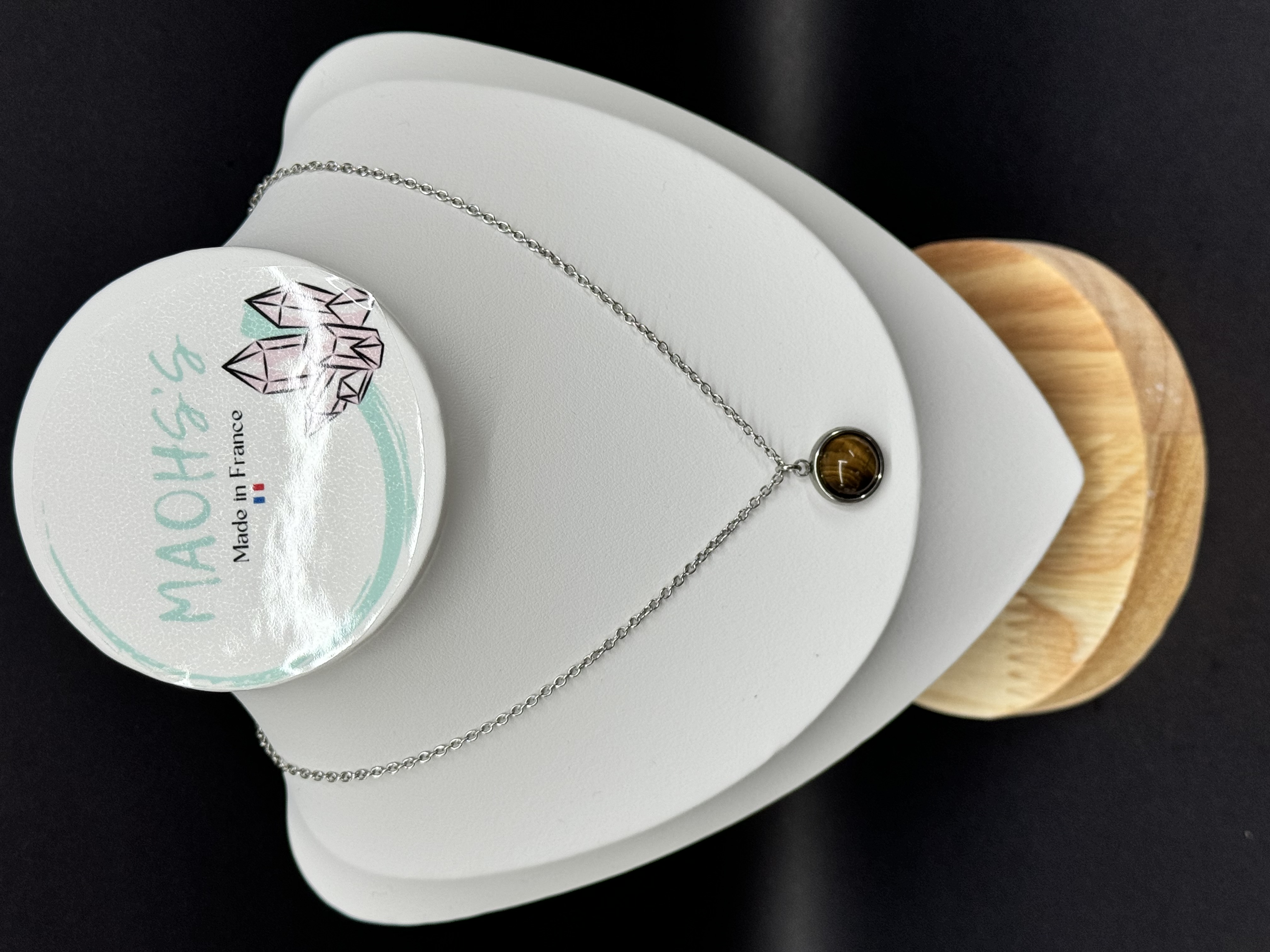 Collier pendentif Oeil de tigre 