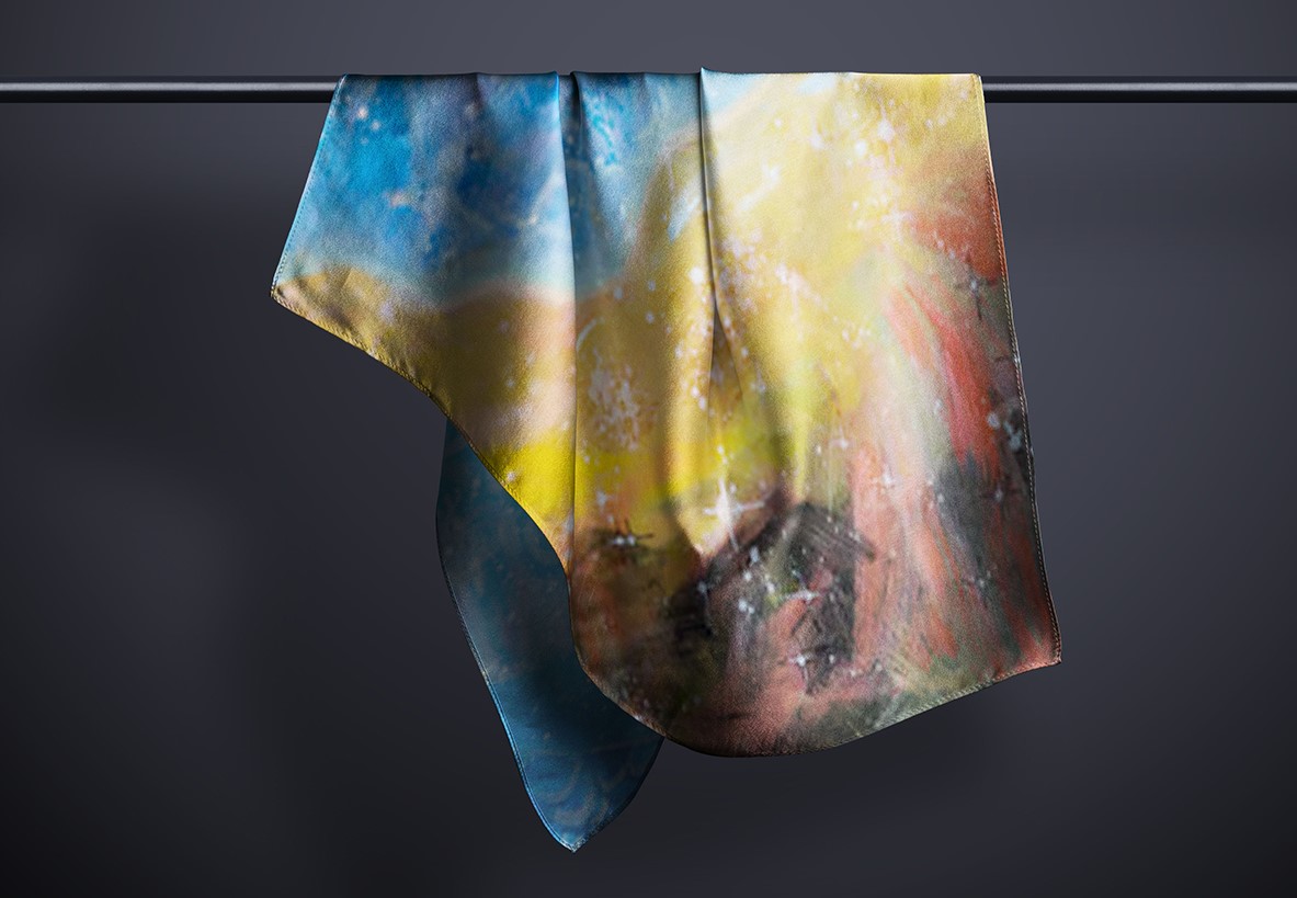 Carré de soie Cosmos 66x66cm