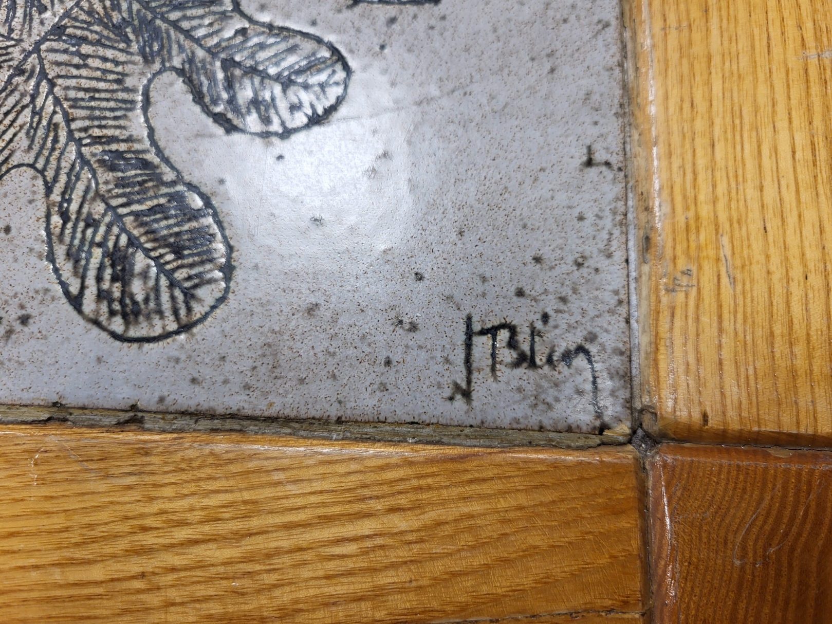 Table basse Jacques Blin en chêne et céramique Francaise French Riviera 1960