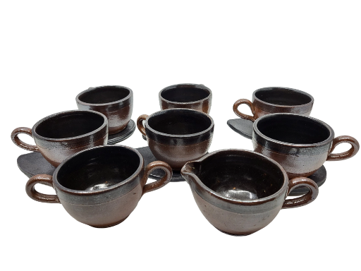 Service à thé Vally Wieselthier pour Wiener Werkstätte en grès glacé Art déco Autriche (15 pièces)