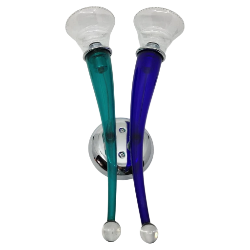 Applique Ducale Giuseppe Righetto par Artemide en verre de Murano Bleu et Vert Italie circa 1980