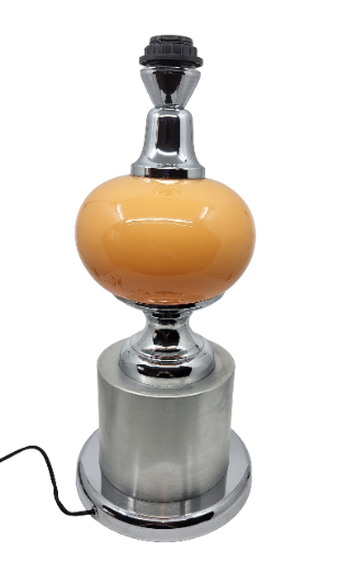Lampe Diderot Delmas en opaline orange et socle métal chromé Francaise Circa1970